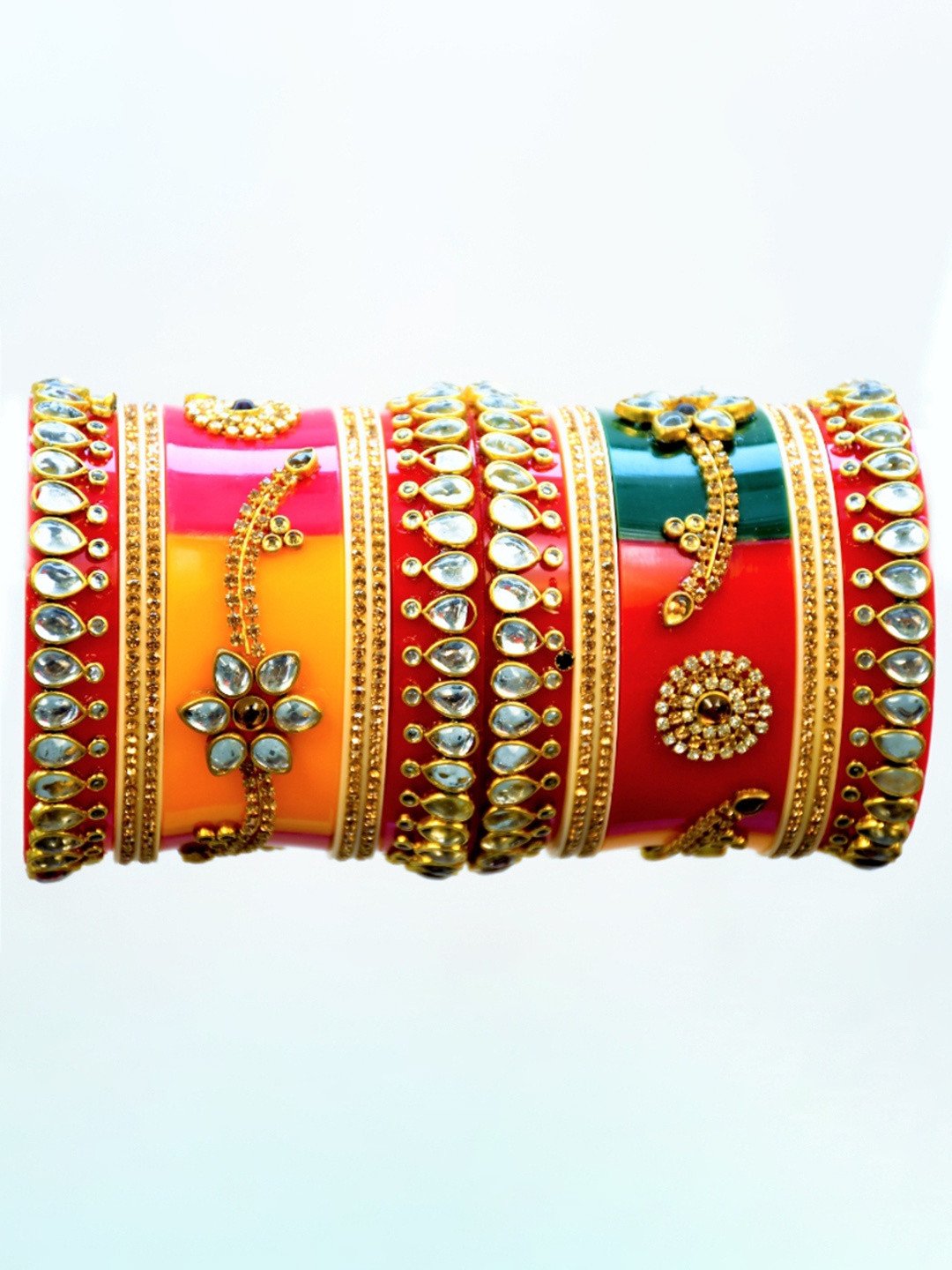 

Align Set Of 2 Gold-Plated American Diamond Stone Studded Bangles