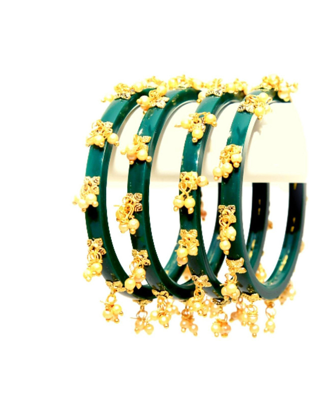 

Align Pack Of 4 Artificial Beads Beaded Bangles, Gold