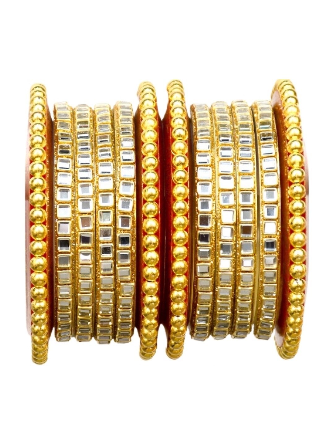 

Align Set Of 2 Gold-Plated American Diamond Stone Studded Chuda Bangles