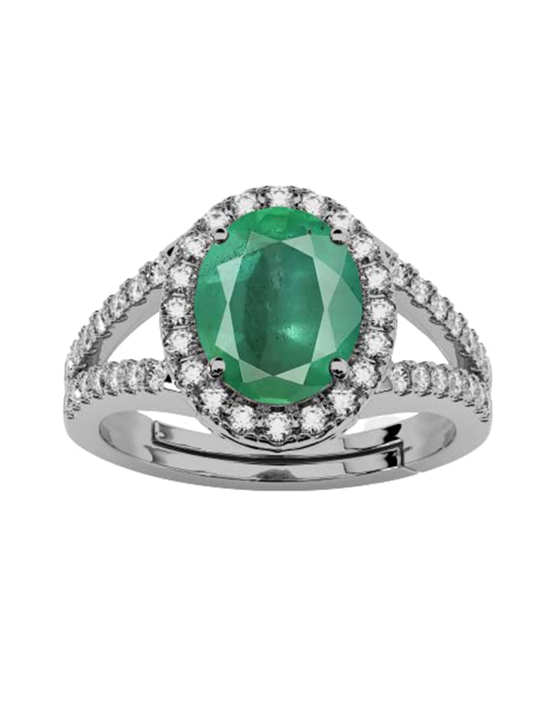 

LMDPRAJAPATIS Unisex 6.25 Ratti 5.50 Carat Natural Emerald Birthstone Zirconia Silver Ring With Lab Certificate, Green