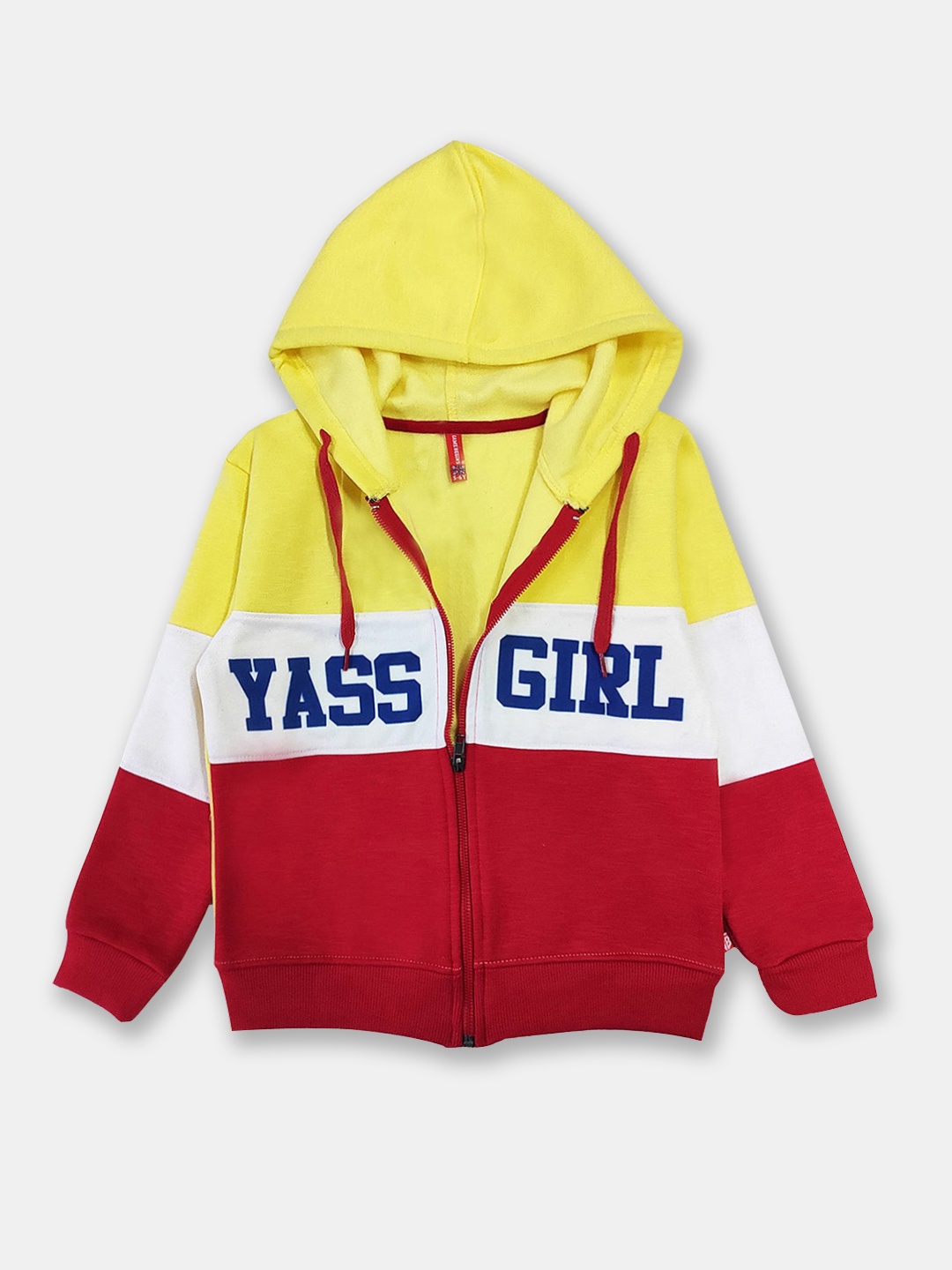 

Here&Now X Game Begins Girls Colourblocked Hooded Cotton Sweatshirt, Yellow