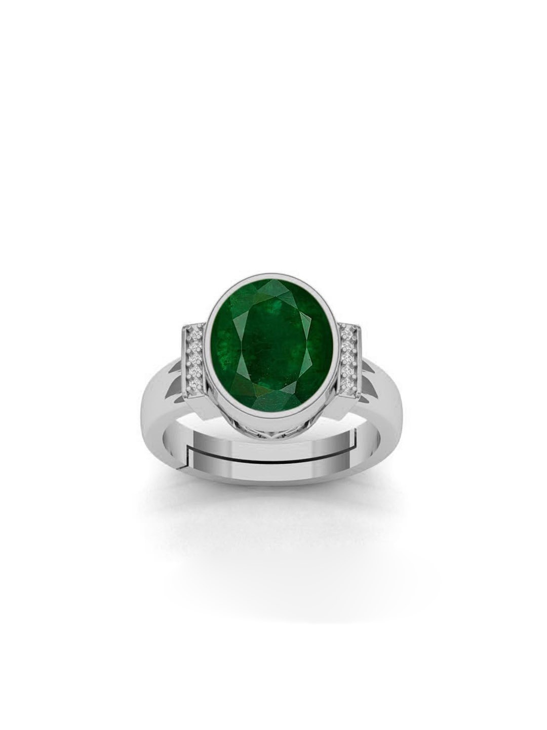 

LMDPRAJAPATIS Unisex 8.25 Ratti 7.50 Carat Emerald Birthstone Silver Adjustable Ring For Men And Women, Green