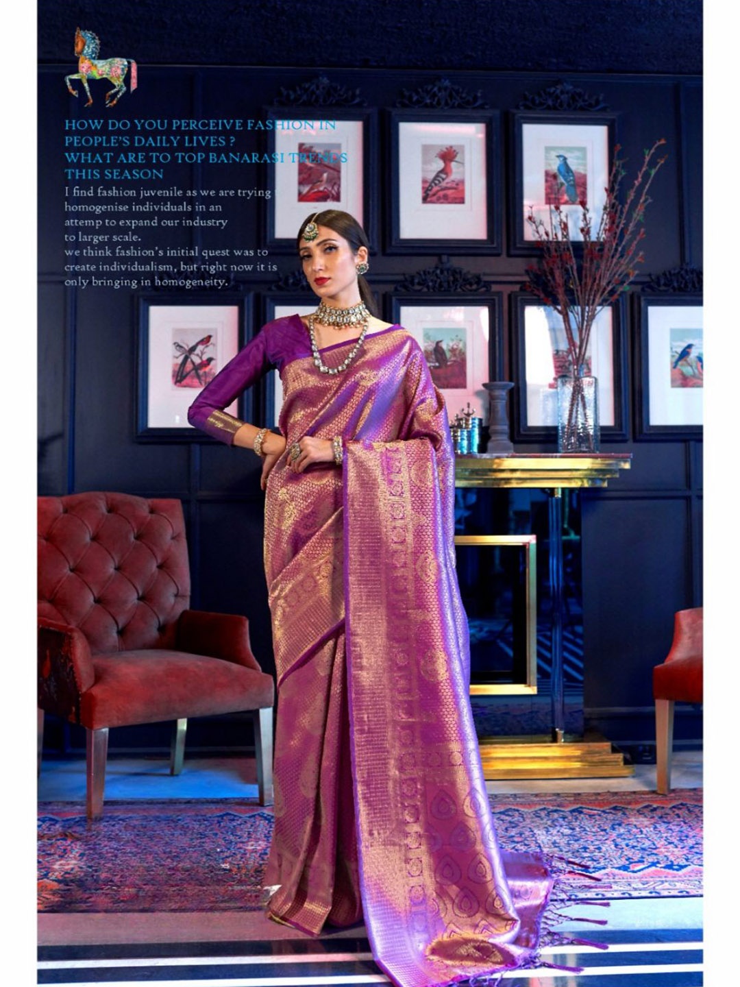 

Rujave Woven Design Zari Kanjeevaram Saree, Purple