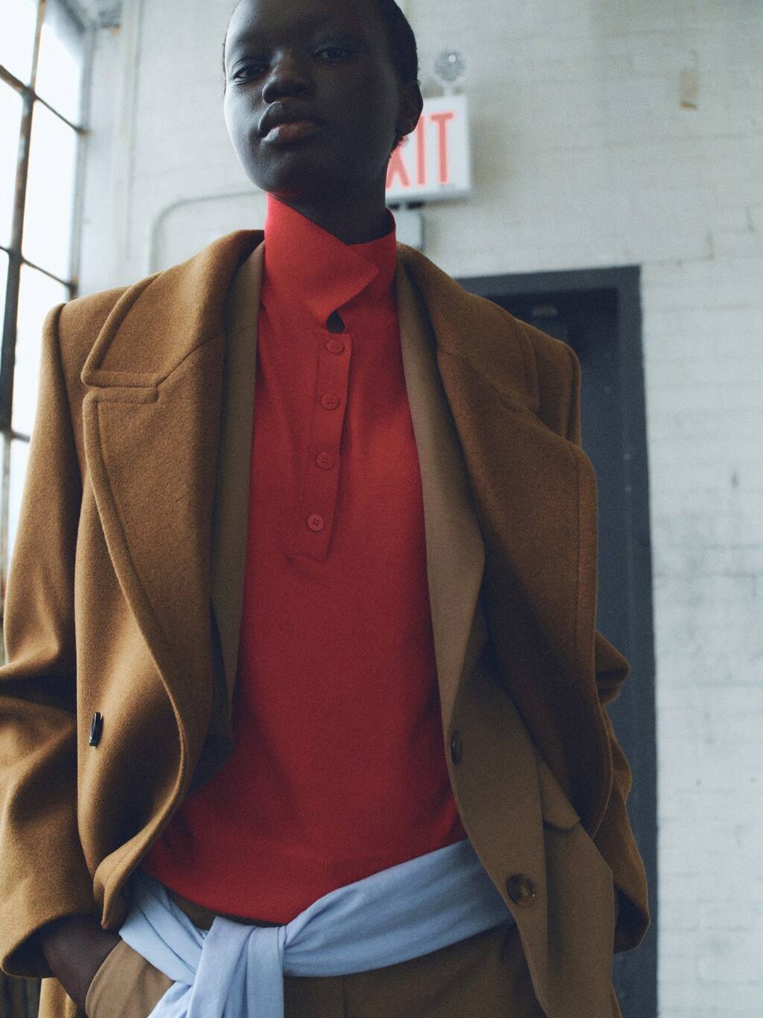 

MANGO Notched Lapel Double Breasted Overcoat, Brown