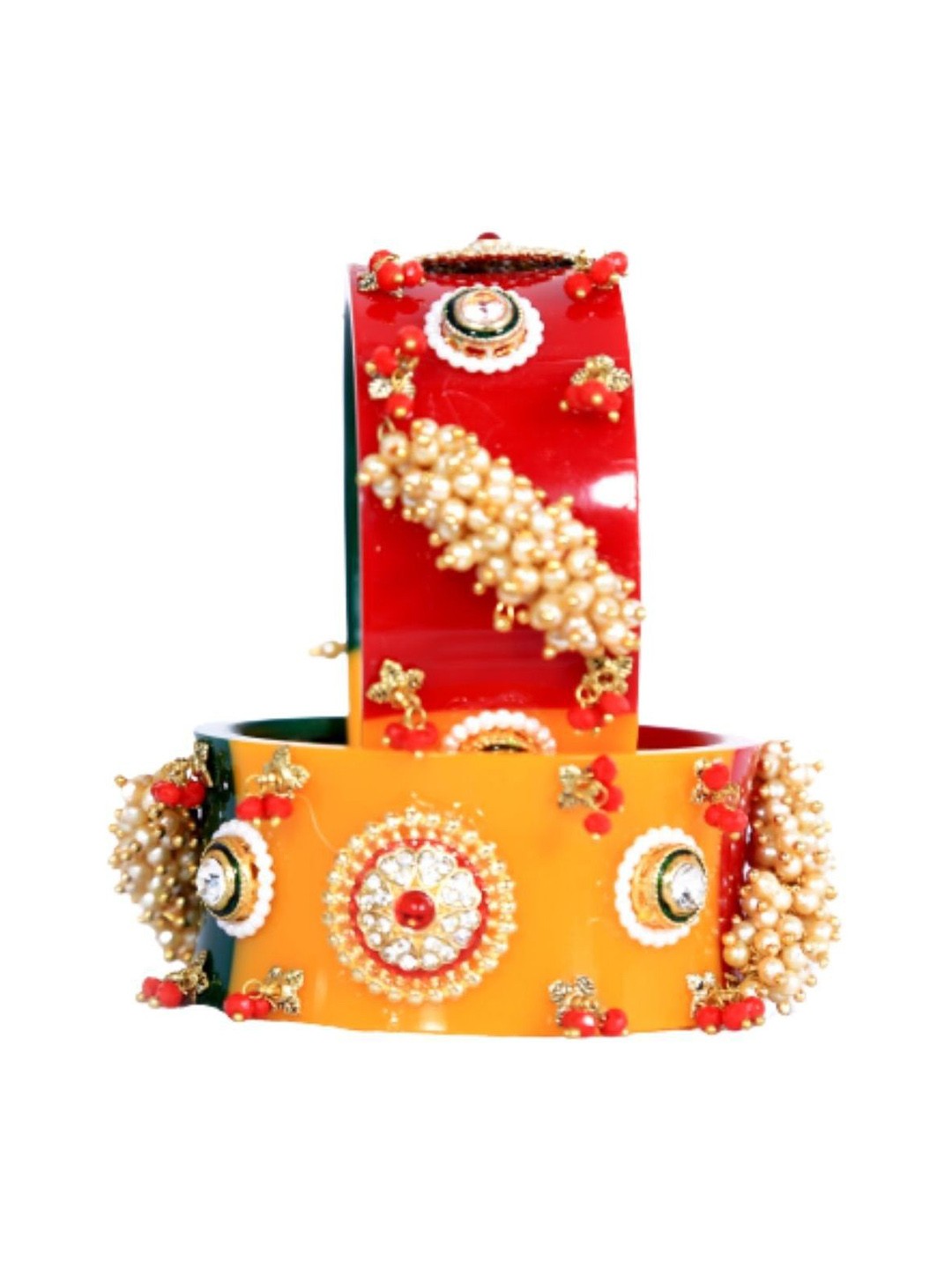 

Align Set Of 2 Gold-Plated Pearls Beaded Chuda Bangles