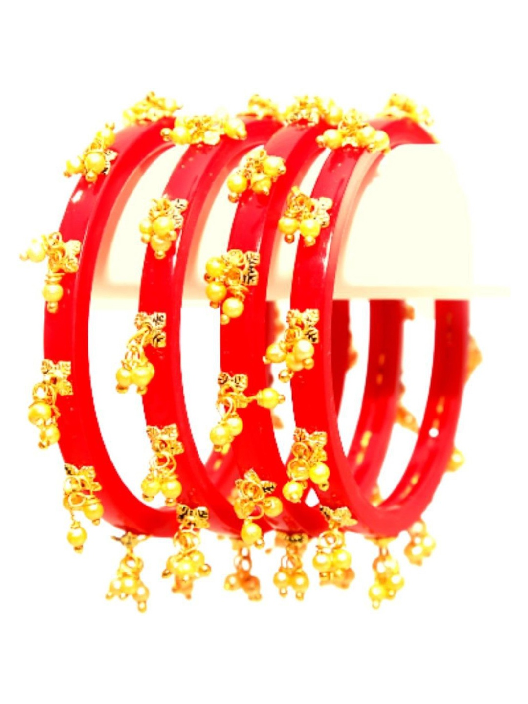 

Align Set Of 4 Beaded Chuda Bangles, Red