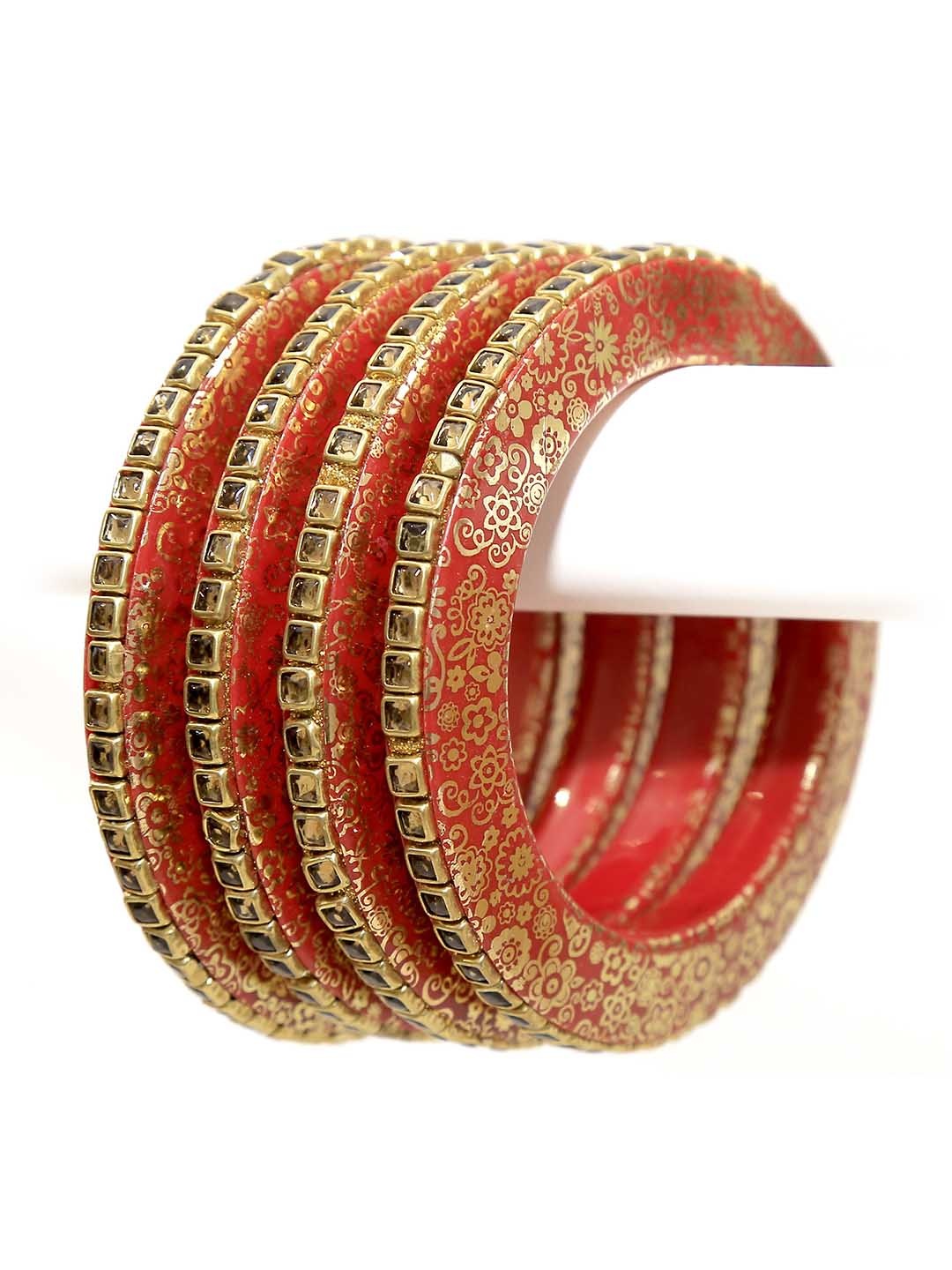 

Align Set Of 4 Gold Plated Stone Studded Bangles