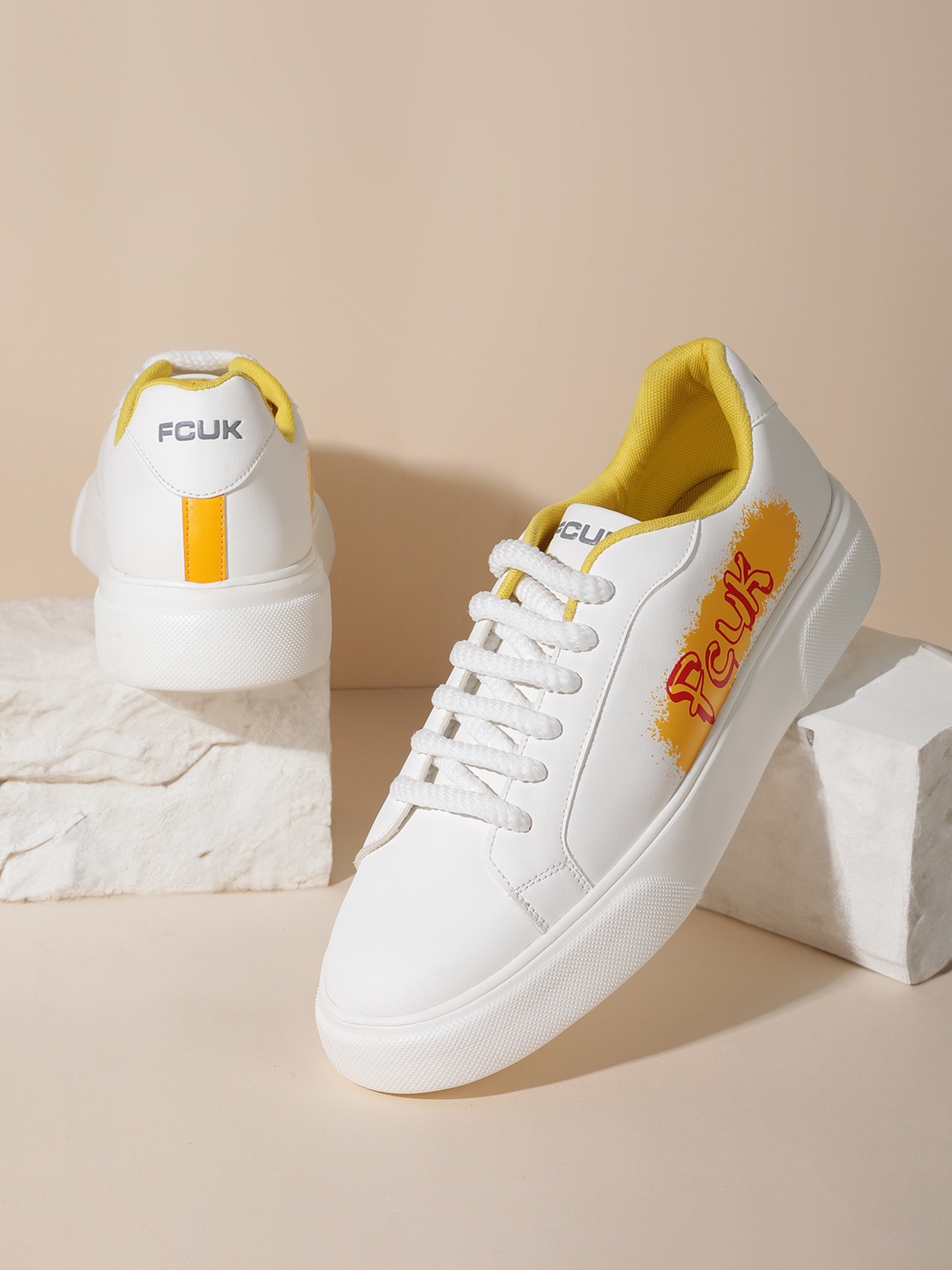 

FCUK Men Brand Logo Printed Everyday Sneakers, White