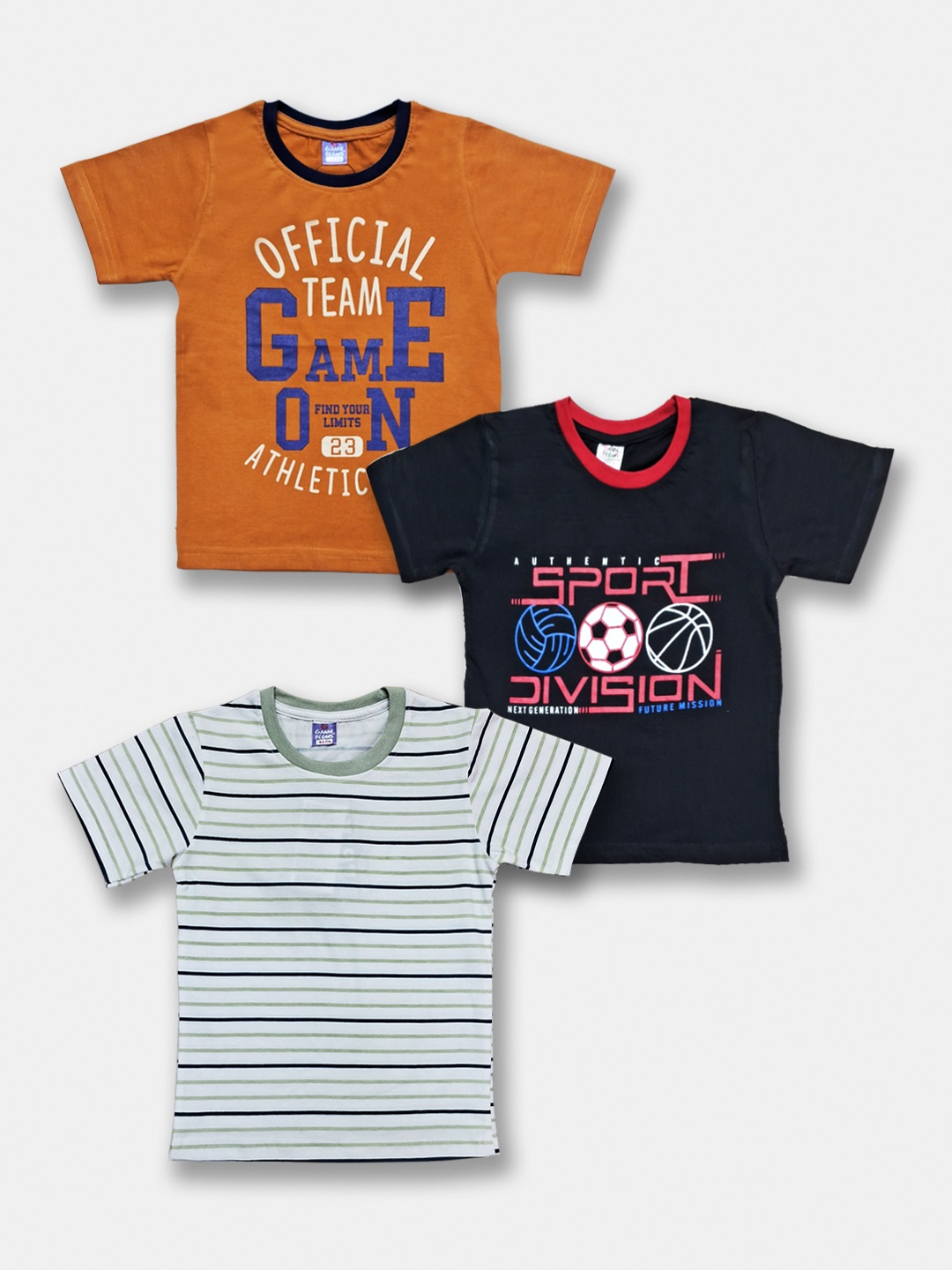 

Here&Now X Game Begins Boys Set of 3 Assorted Printed Pure Cotton T-shirts