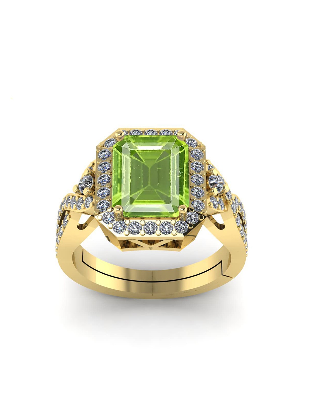 

LMDPRAJAPATIS Unisex 10.25 Ratti 9.50 Carat Original Peridot August Birthstone Gold Plated Ring For Women's, Green