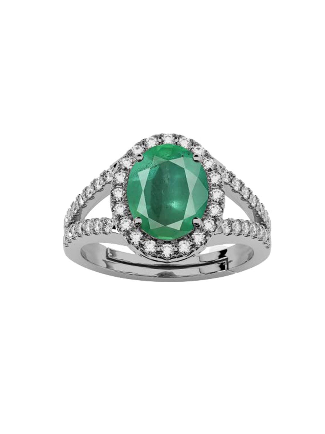 

LMDPRAJAPATIS Unisex 4.25 Ratti 3.50 Carat Natural Emerald Birthstone Zirconia Silver Ring With Lab Certificate, Green