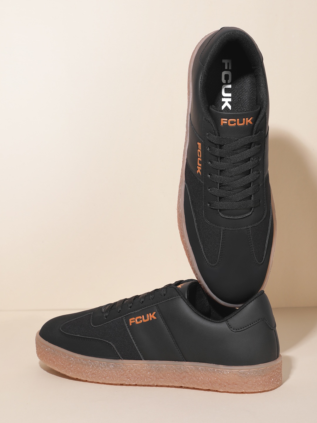 

FCUK Men Brand Logo Printed Everyday Sneakers, Black