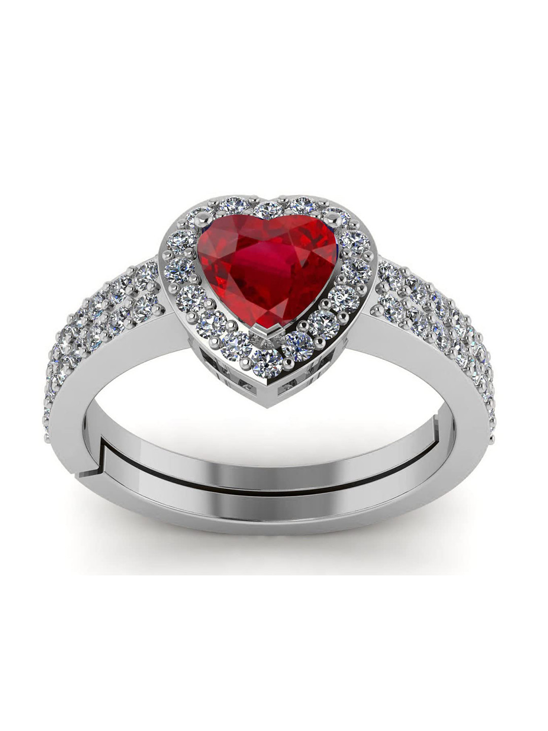 

LMDPRAJAPATIS Unisex 3.25 Ratti 2.50 Carat Certified Ruby Manik Gemstone Heart Shape Silver Ring For Women's, Red