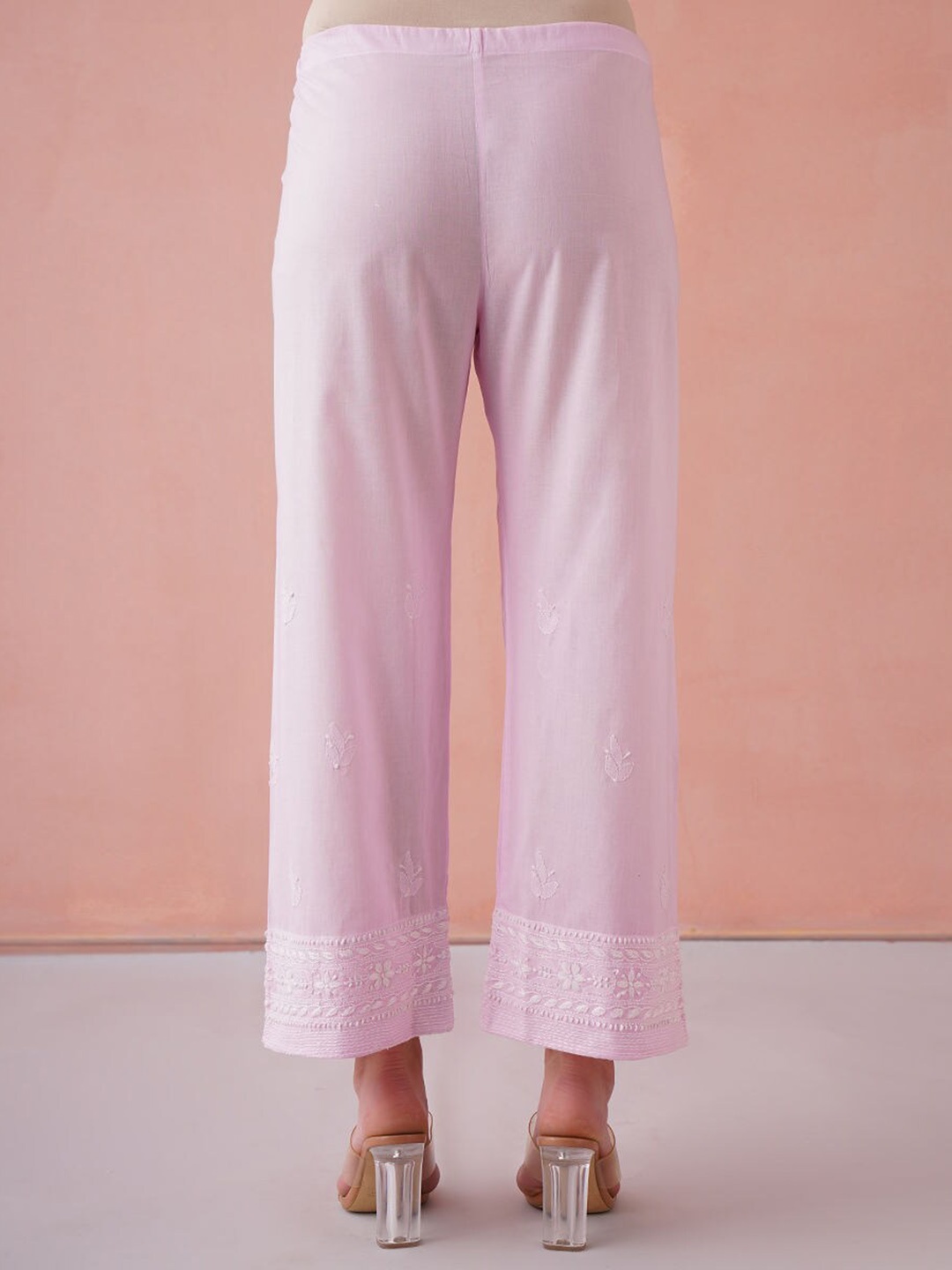 

JAYPORE Women Embroidered Relaxed Trousers, Pink