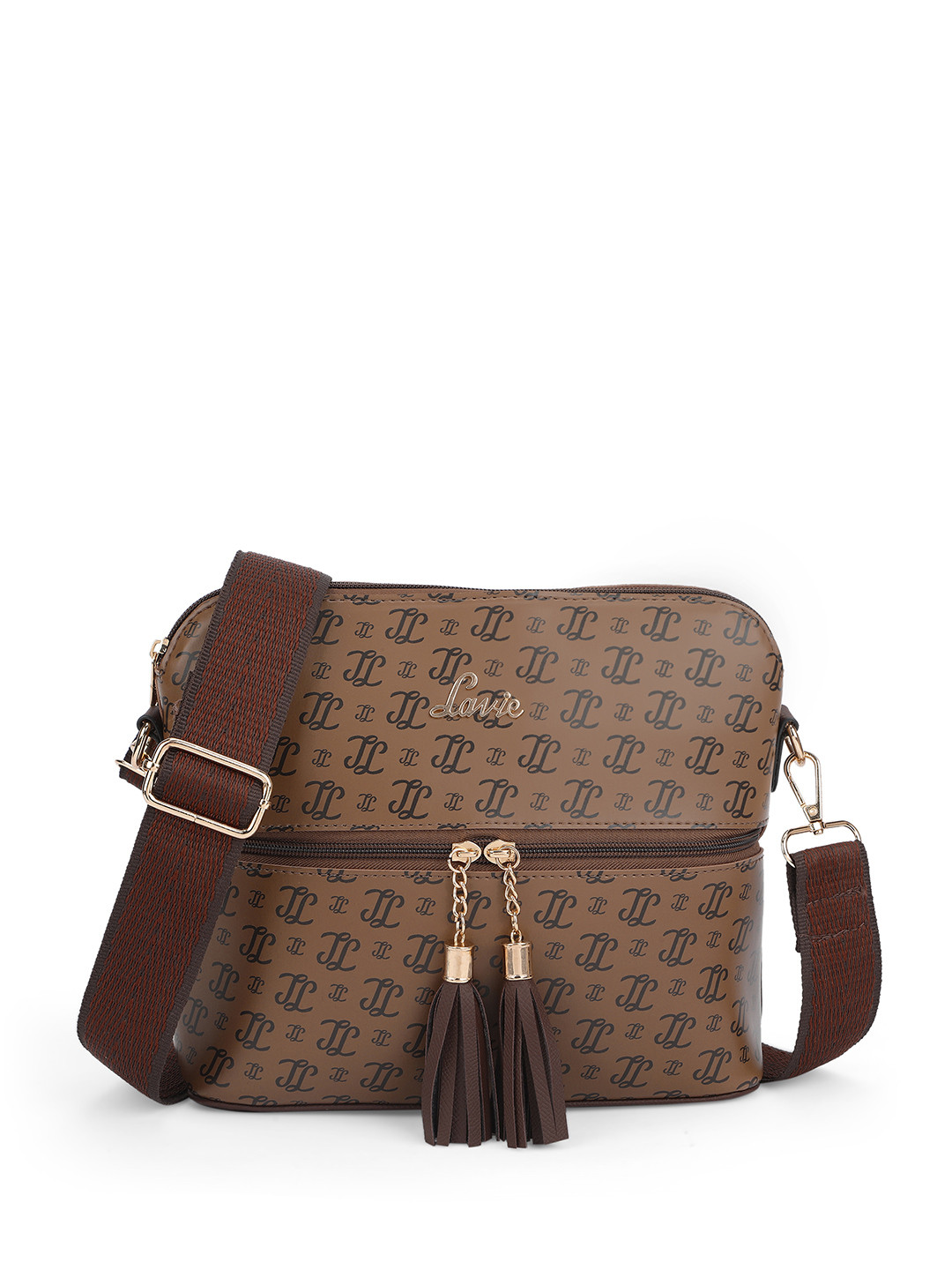 

Lavie Printed Structured Sling Bag, Coffee brown