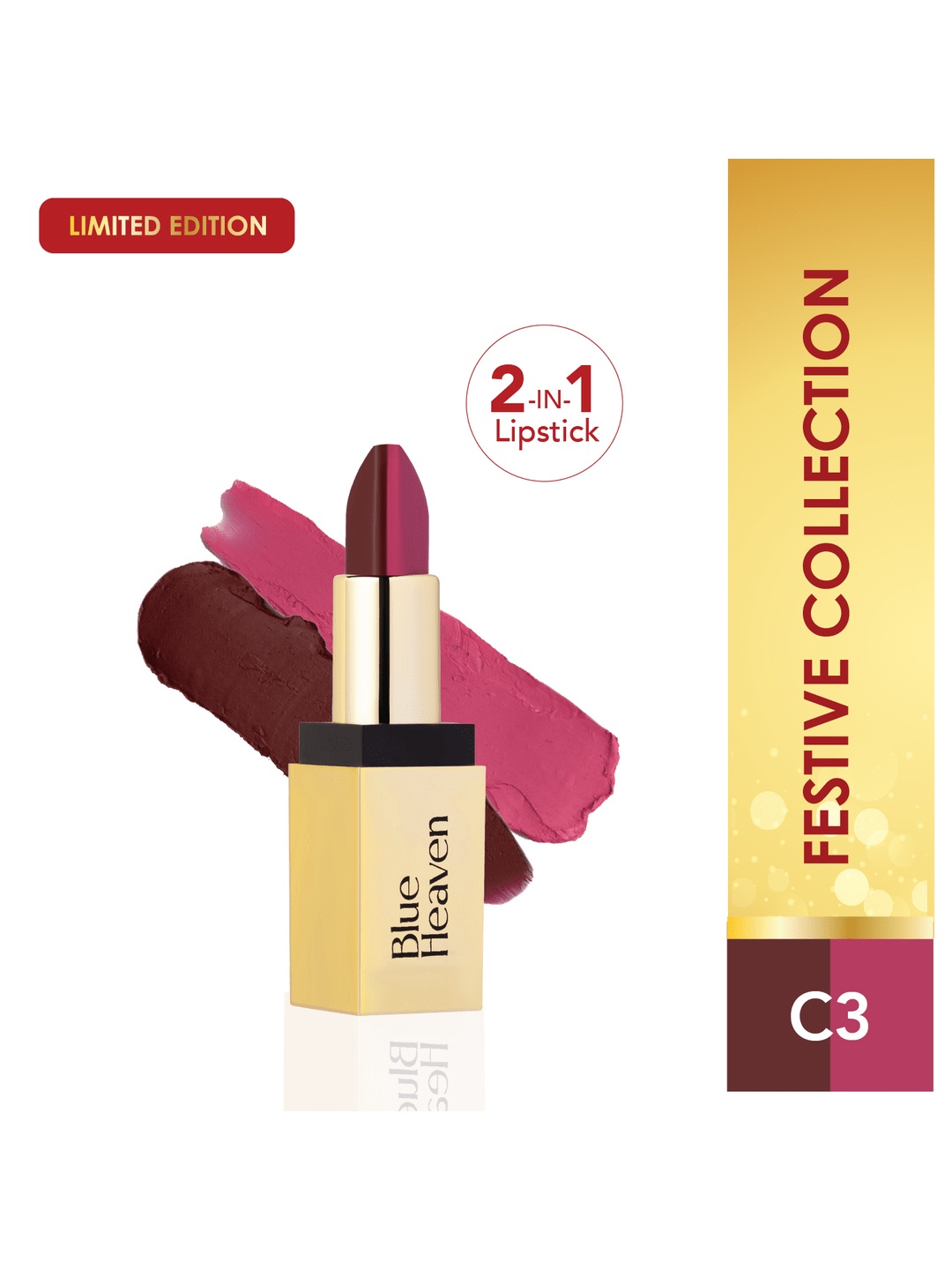 

Blue Heaven 2 In 1 Soft Matte Dual Shade Festive Lipstick 4g - C3, Brown