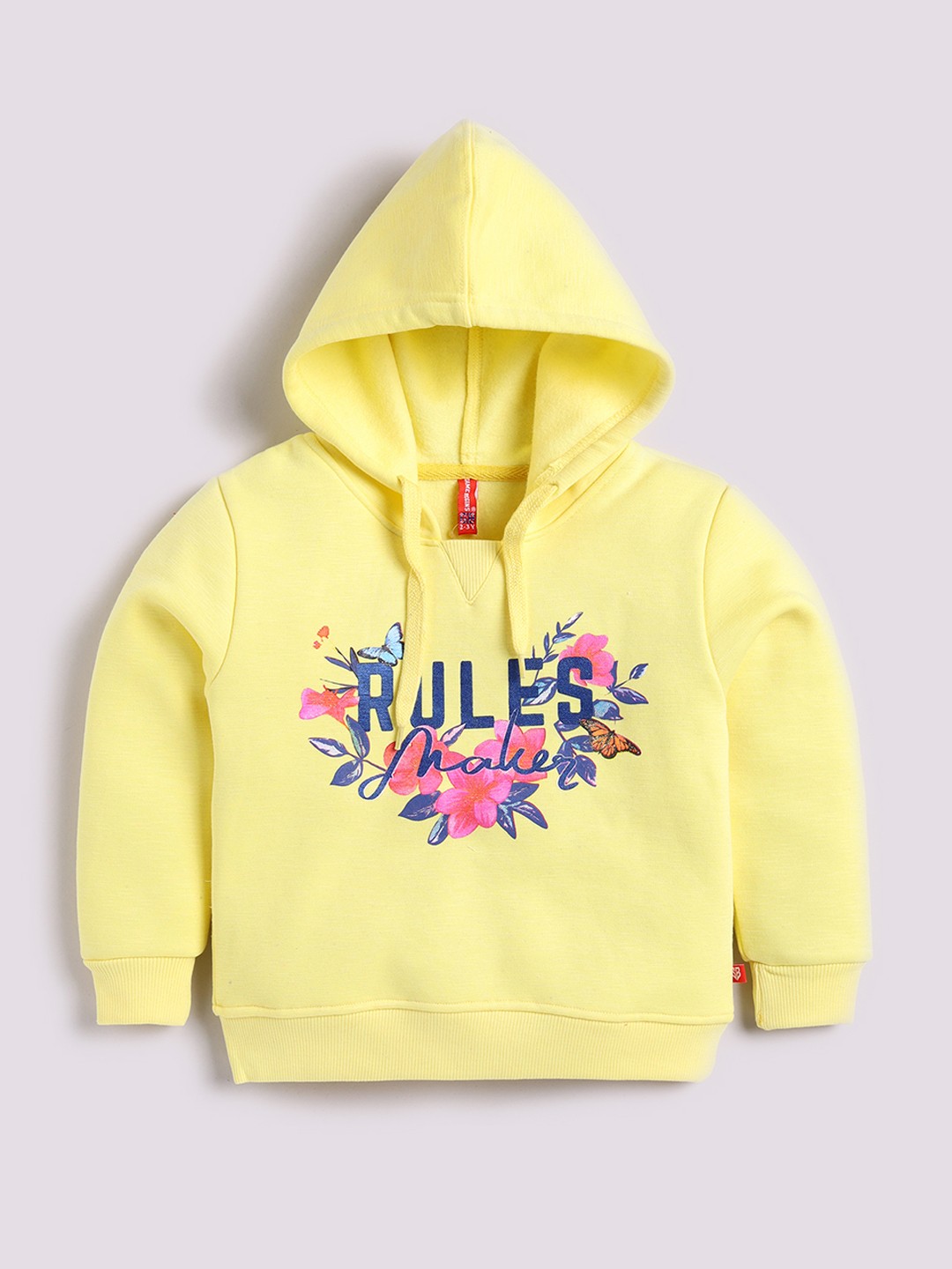

Here&Now X Game Begins Girls Fleece Lined Printed Hooded Sweatshirt, Yellow