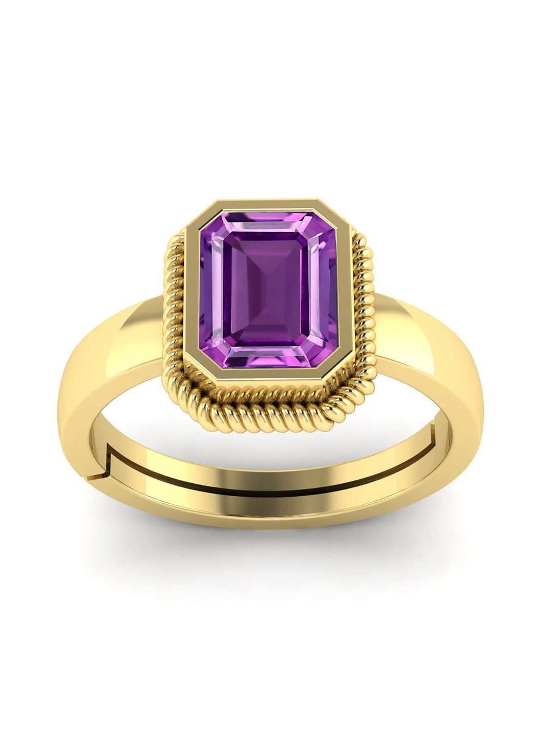 

LMDPRAJAPATIS Unisex Natural Amethyst Purple Gemstone Gold Plated Adjutable Ring For Men And Women (4.25 Ratti), Silver