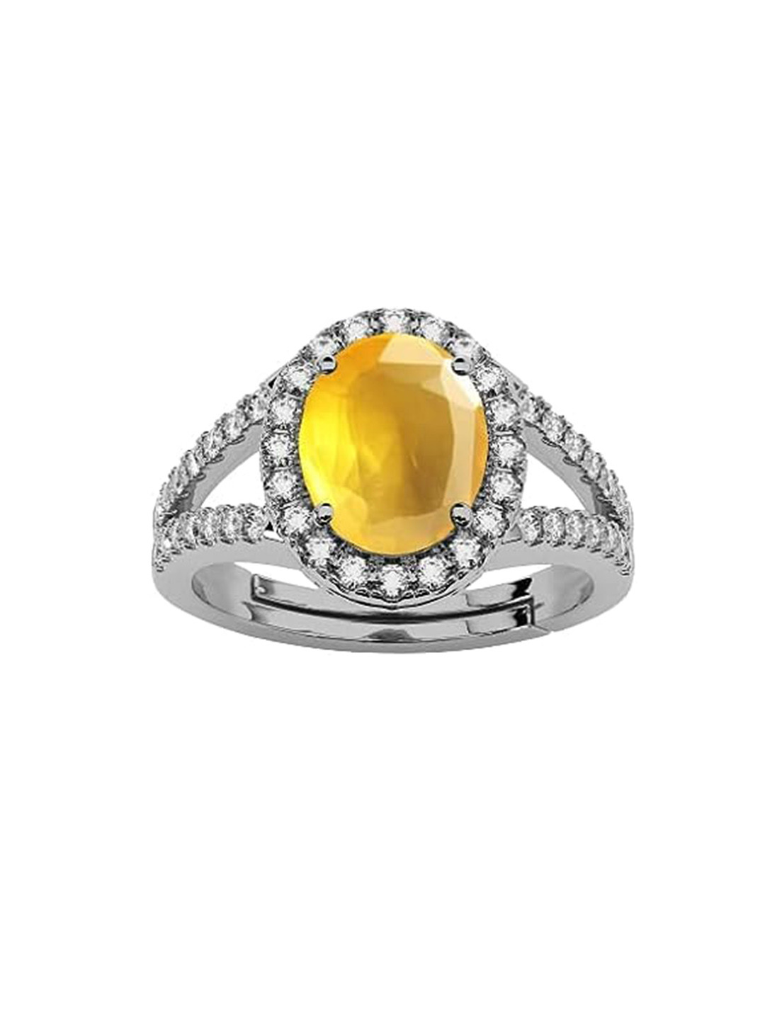 

LMDPRAJAPATIS Unisex 9.25 Ratti 8.50 Carat Natural Certified yellow Sapphire Adjustable Ring, Rose
