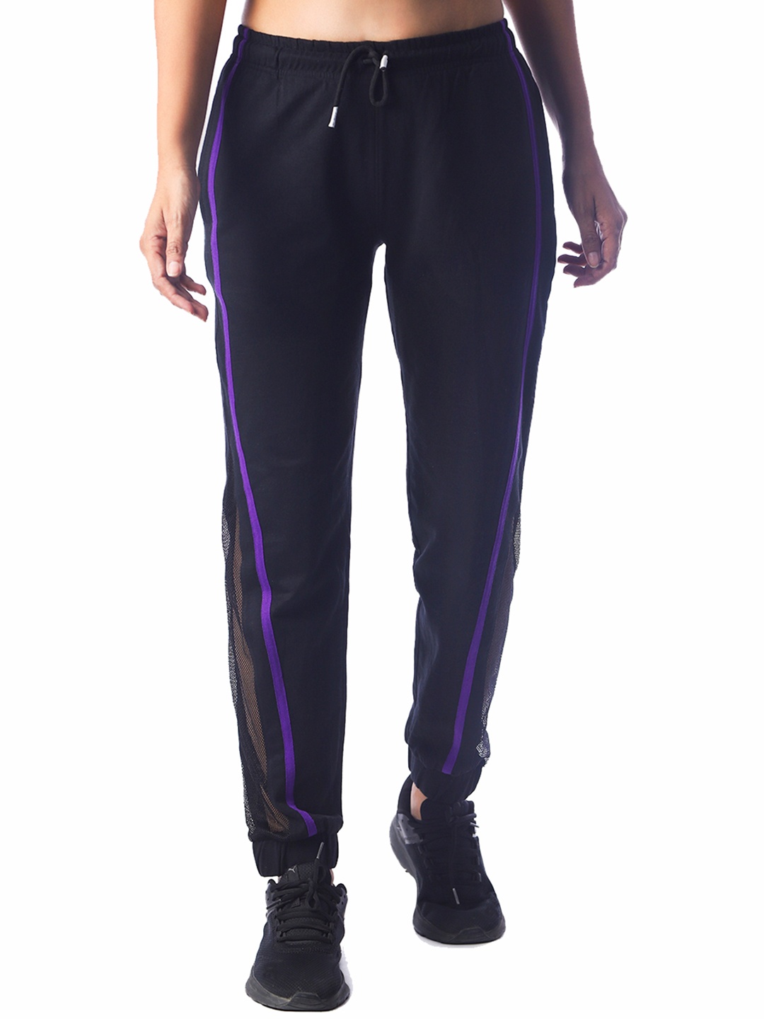 

London Hills Women Mid-Rise Colourblocked Joggers, Purple