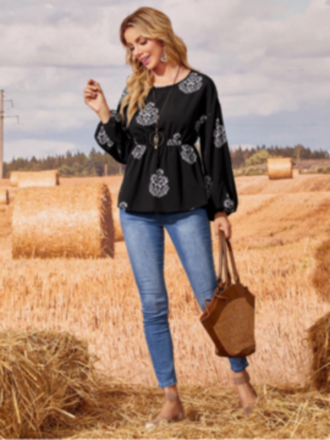 

Oh Rare Floral Print Top, Black