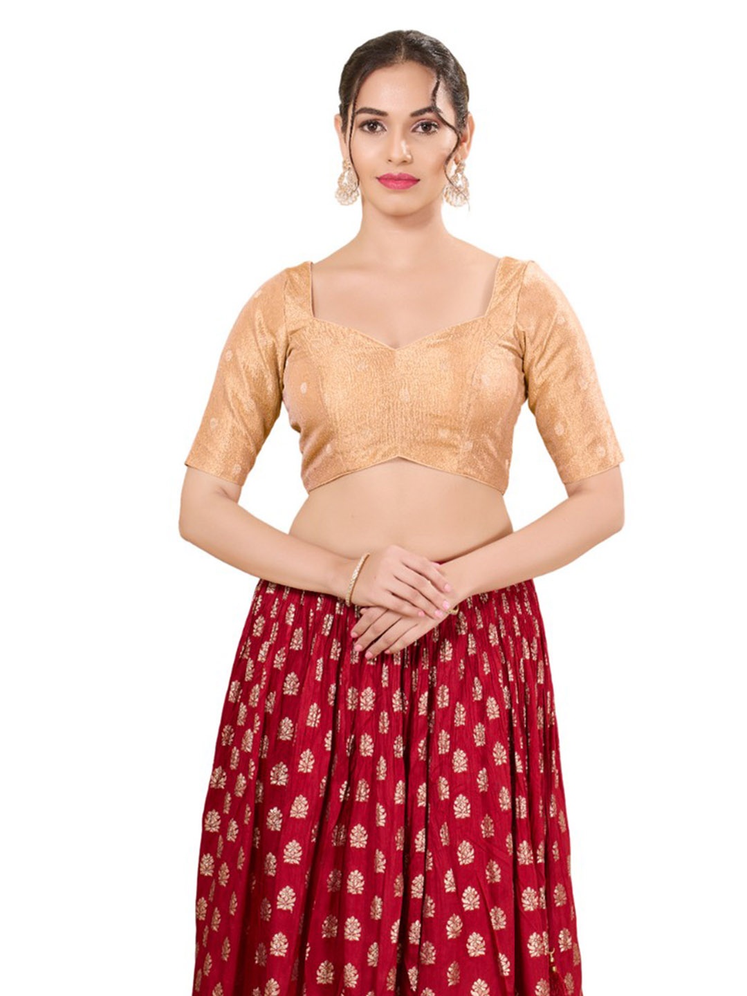

Mmore Women Woven Design Readymade Blouse, Copper