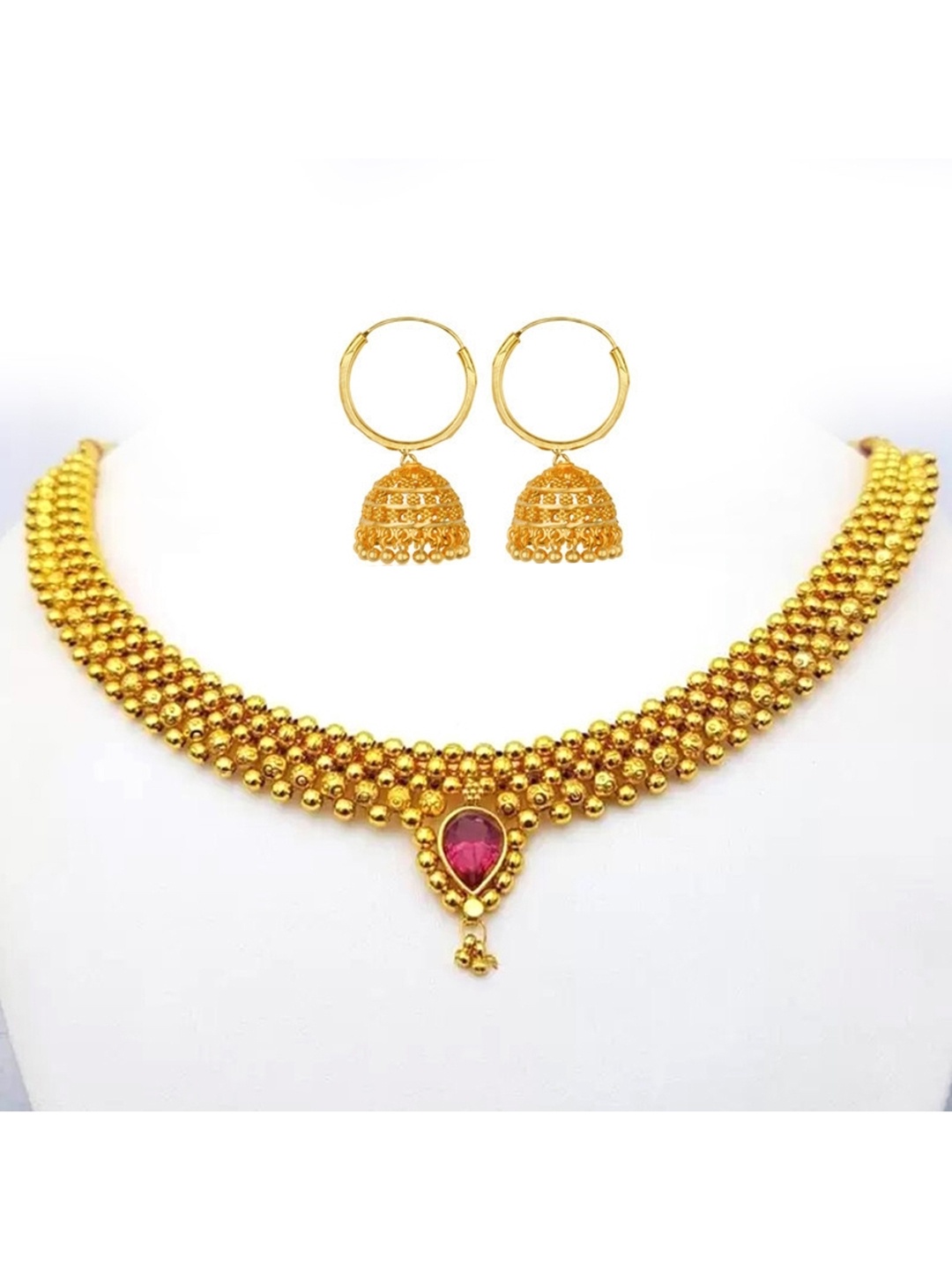 

Lila Gold-Plated Crystals-Studded Jewellery Set