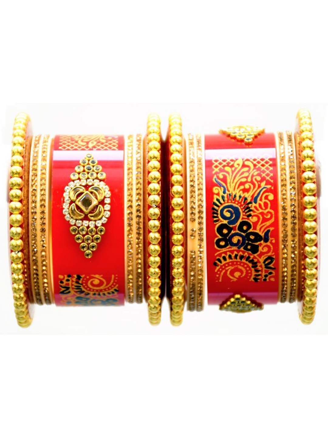 

Align Set Of 2 Gold-Plated American Diamond-Studded Chuda Bangles