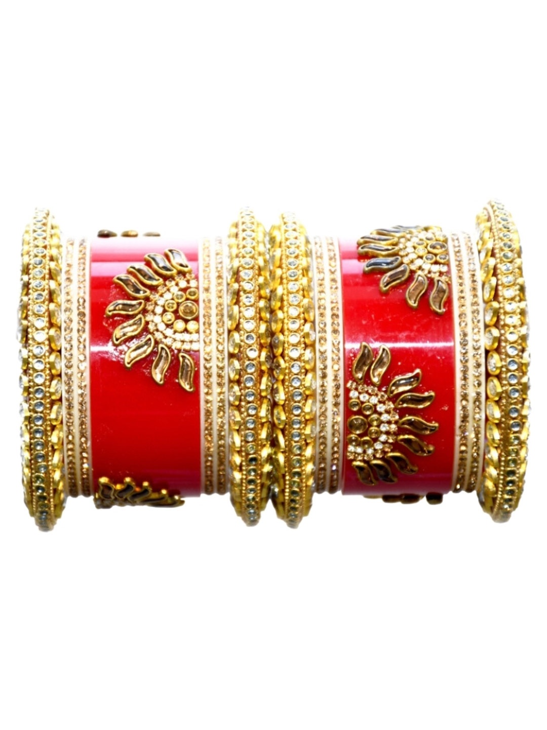 

Align Set Of 2 Gold-Plated AD Stone-Studded & Beaded Chudas Bangles