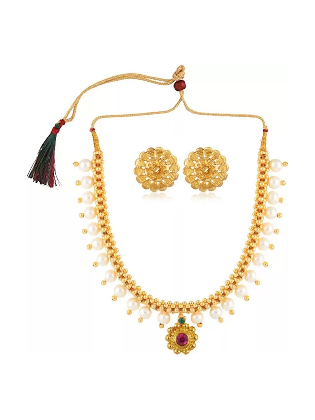 

Lila Gold-Plated Crystals-Studded Jewellery Set