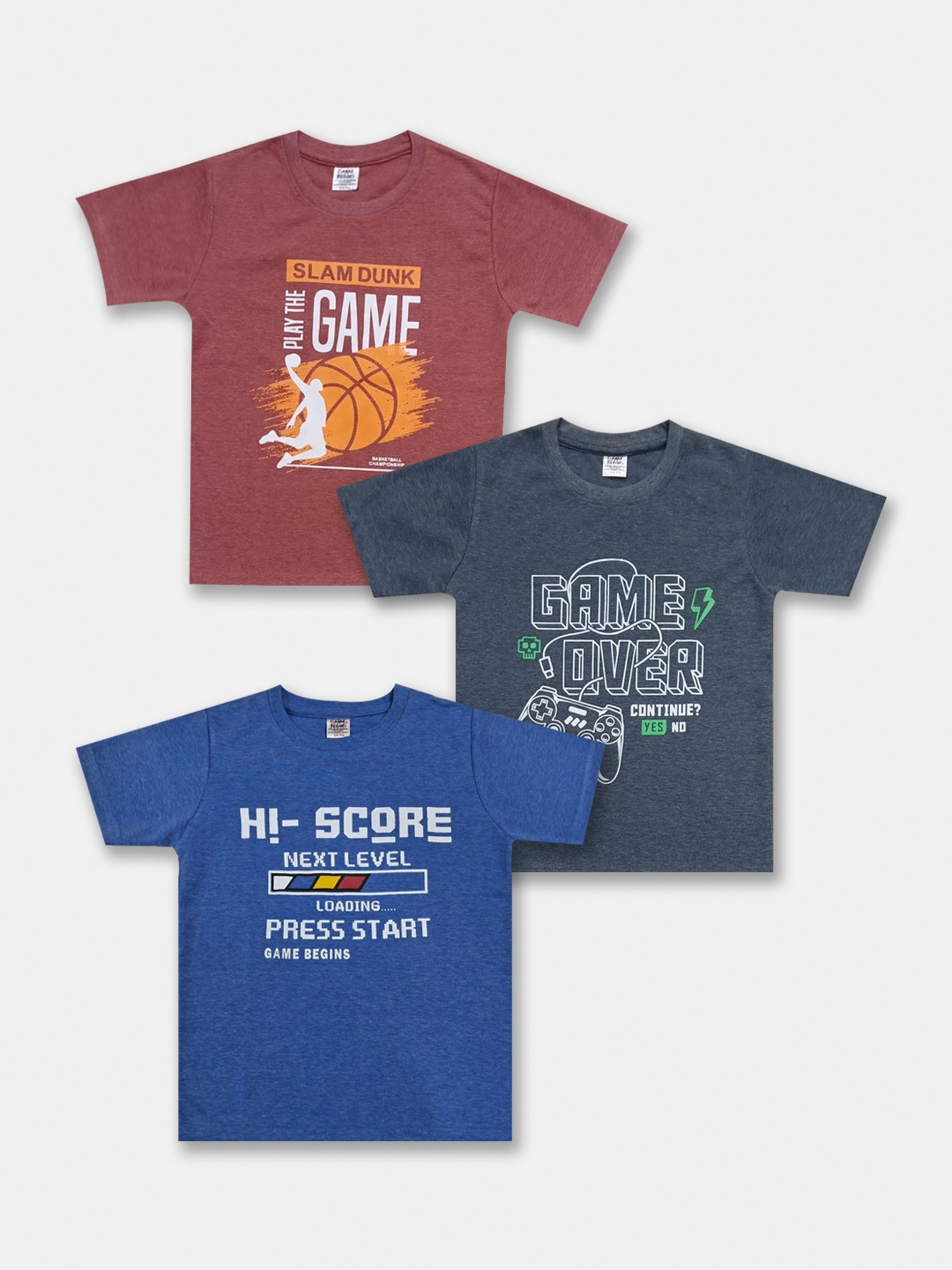 

Here&Now X Game Begins Boys Set of 3 Assorted Printed T-shirts