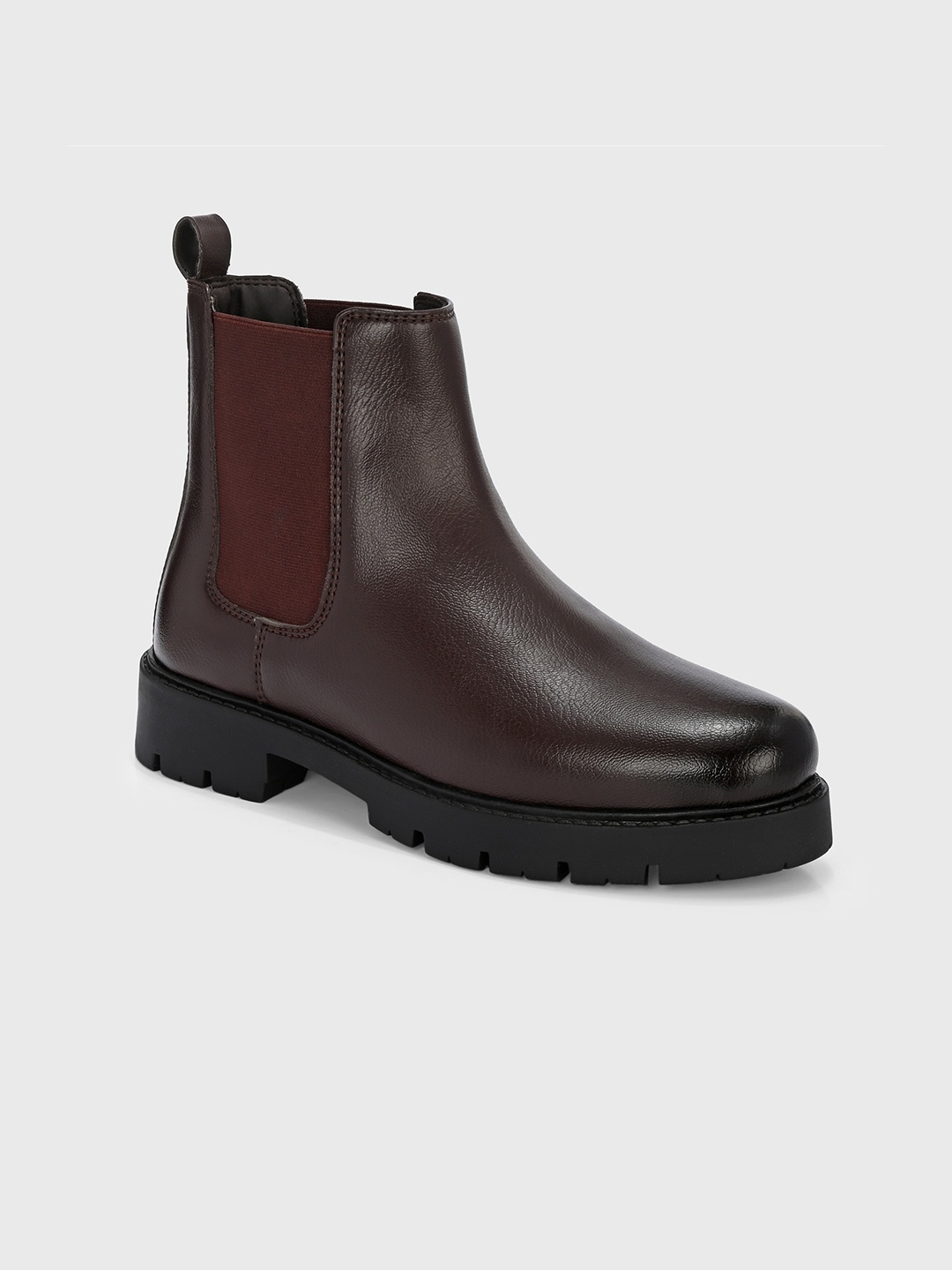 

The Roadster Lifestyle Co. Women Textured Block-Heeled Chelsea Boots, Brown