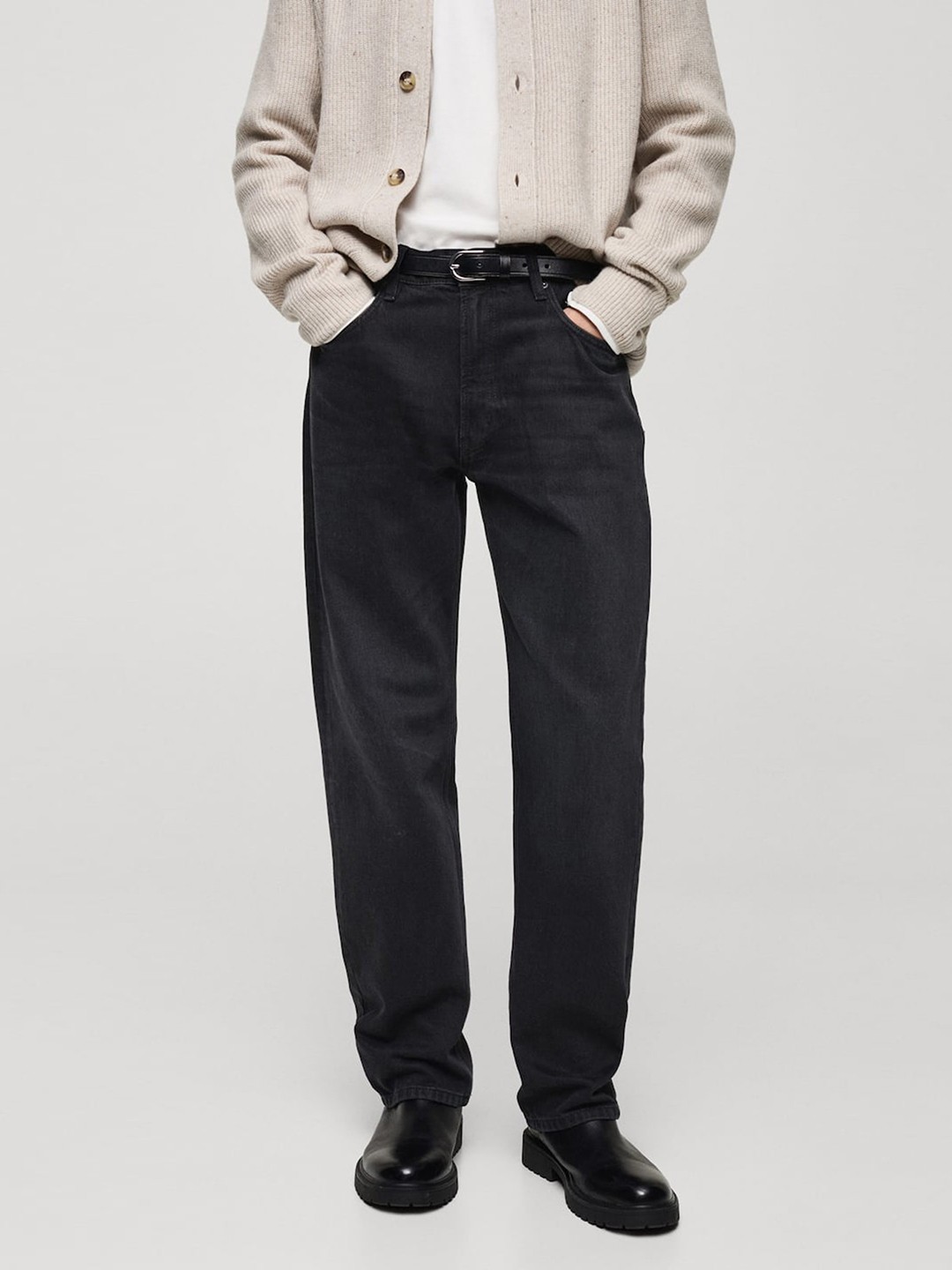 

MANGO MAN Straight Fit Jeans, Black