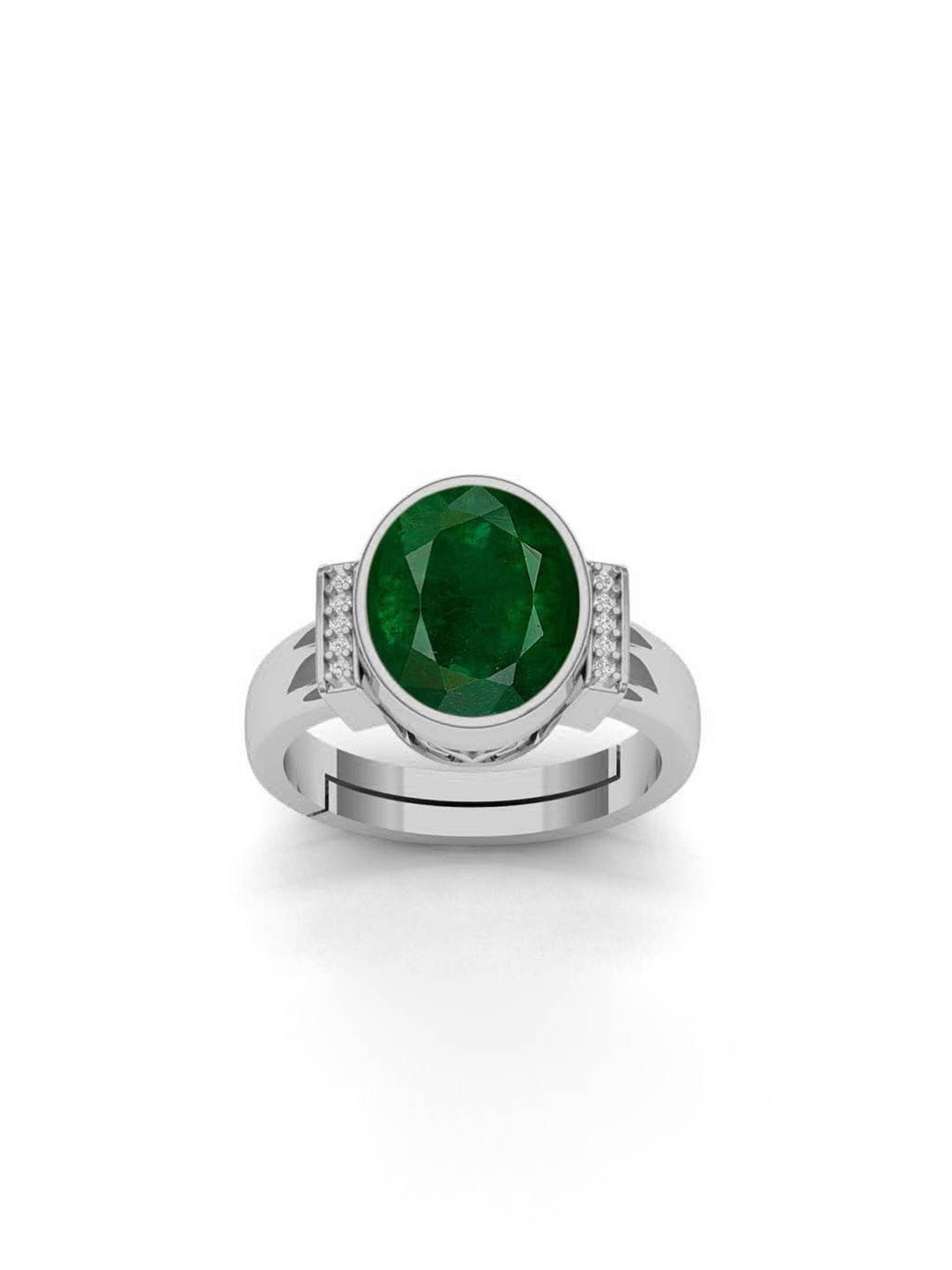 

LMDPRAJAPATIS Unisex 4.25 Ratti 3.50 Carat Emerald Birthstone Silver Adjustable Ring For Men And Women, Green