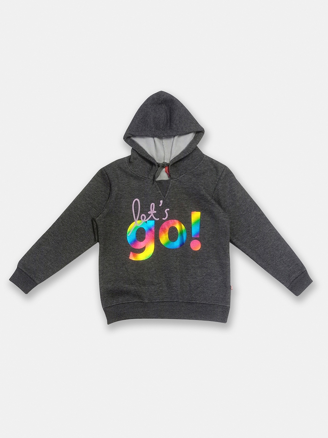 

Here&Now X Game Begins Girls Typography Hooded Sweatshirt, Charcoal