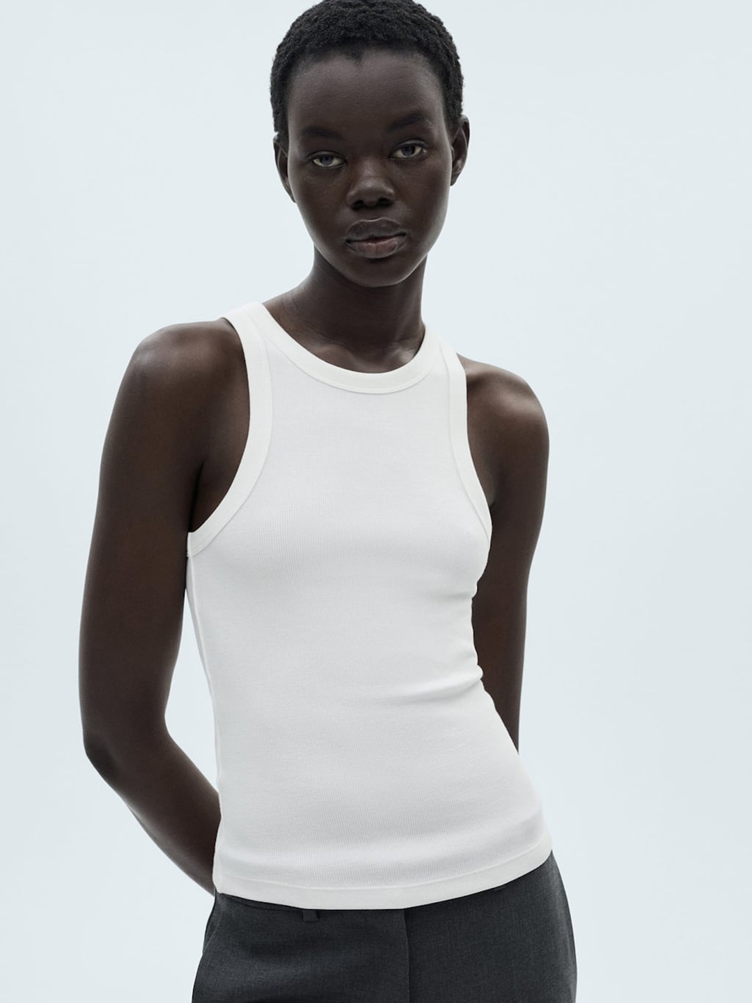 

MANGO Knitted Tank Top, White
