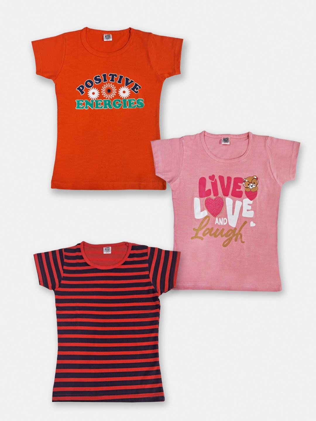 

Here&Now x Game Begins Girls Set of 3 Pure Cotton Printed T-shirts, Assorted