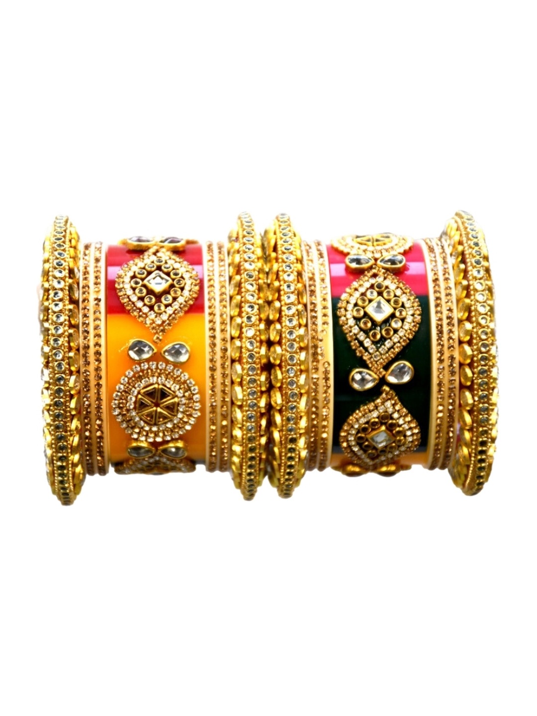 

Align Set Of 2 Gold-Plated American Diamond Stone Studded Chuda Bangles