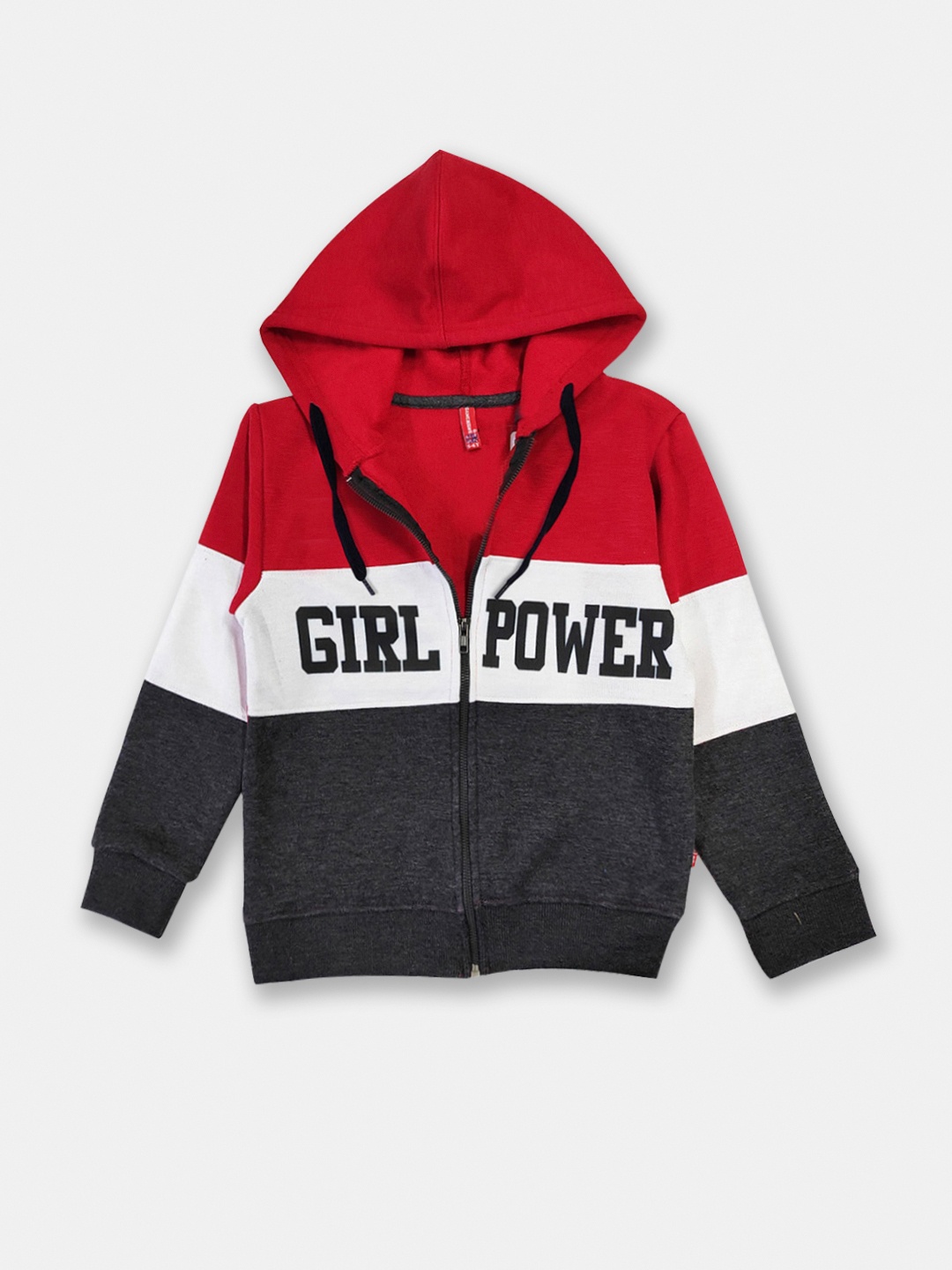 

Here&Now X Game Begins Girls Colourblocked Hooded Sweatshirt, Red