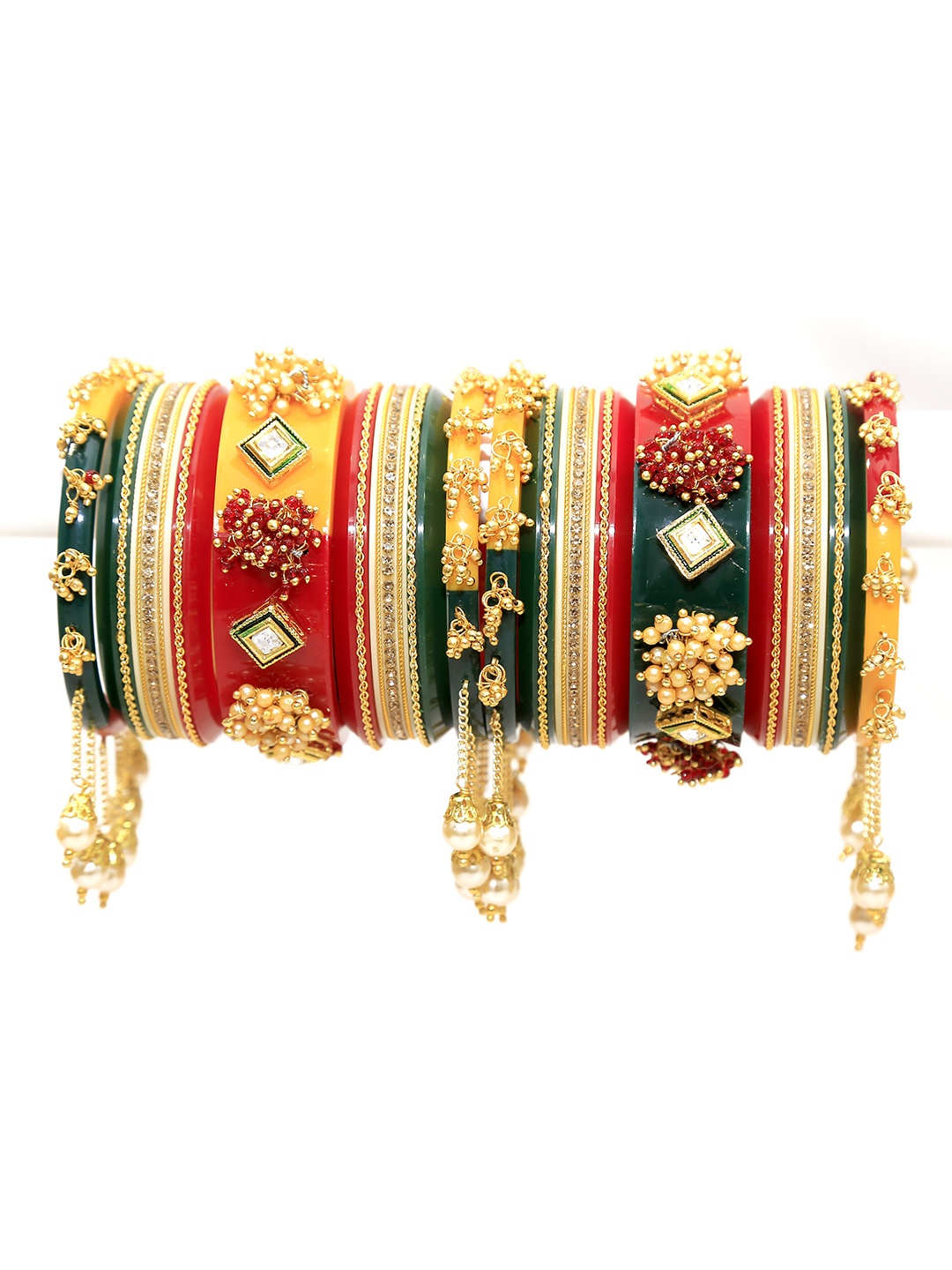 

Align Set Of 2 Gold-Plated Stone-Studded & Beaded Bangles