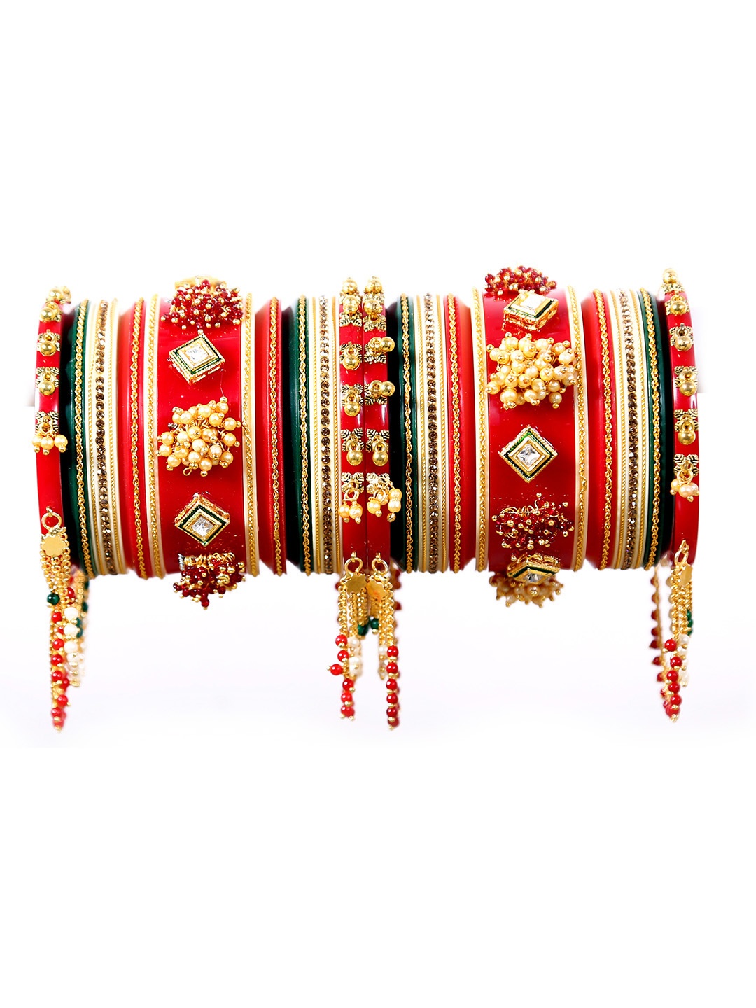 

Align Set Of 2 Gold-Plated Pearls Beaded Chuda Bangles