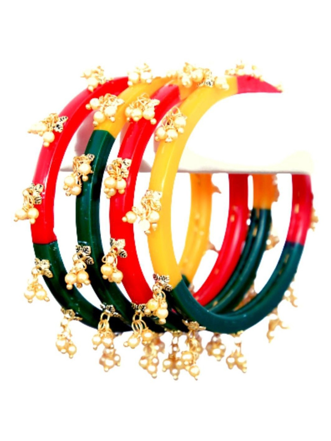 

Align Set Of 4 Beaded Chuda Bangles, Red
