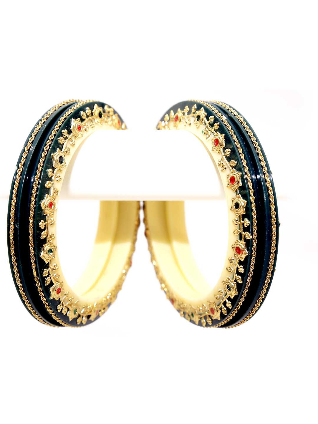 

Align Set Of 4 Gold-Plated Stone Studded Chuda Bangles