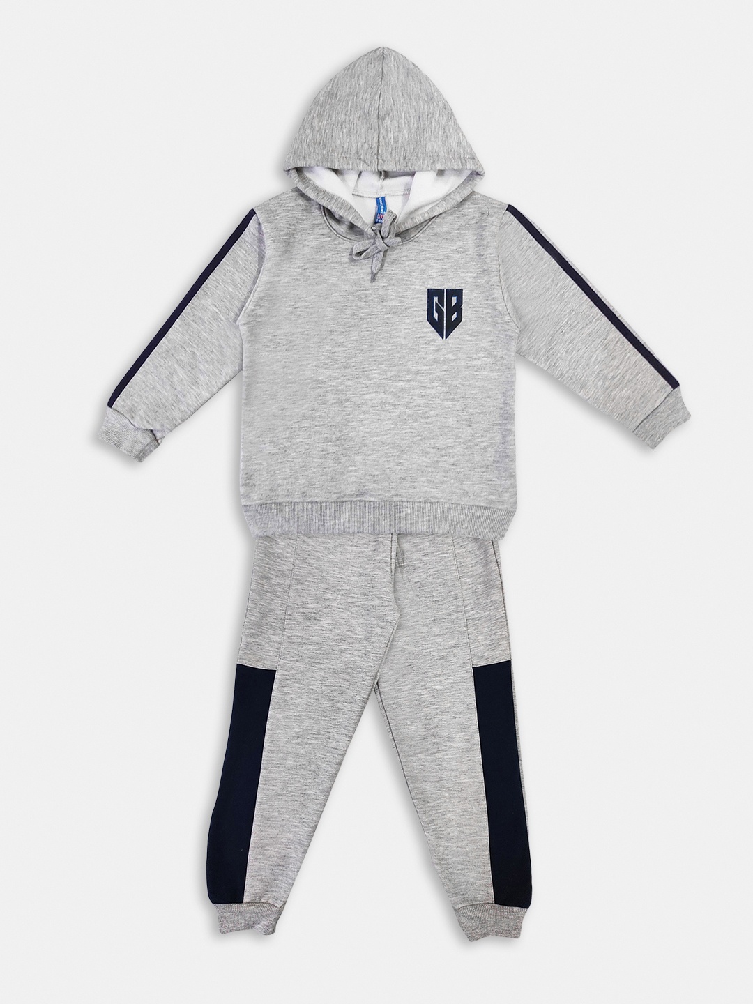 

Here&Now X Game Begins Boys Colourblocked Pure Cotton Sweatshirt With Joggers, Grey