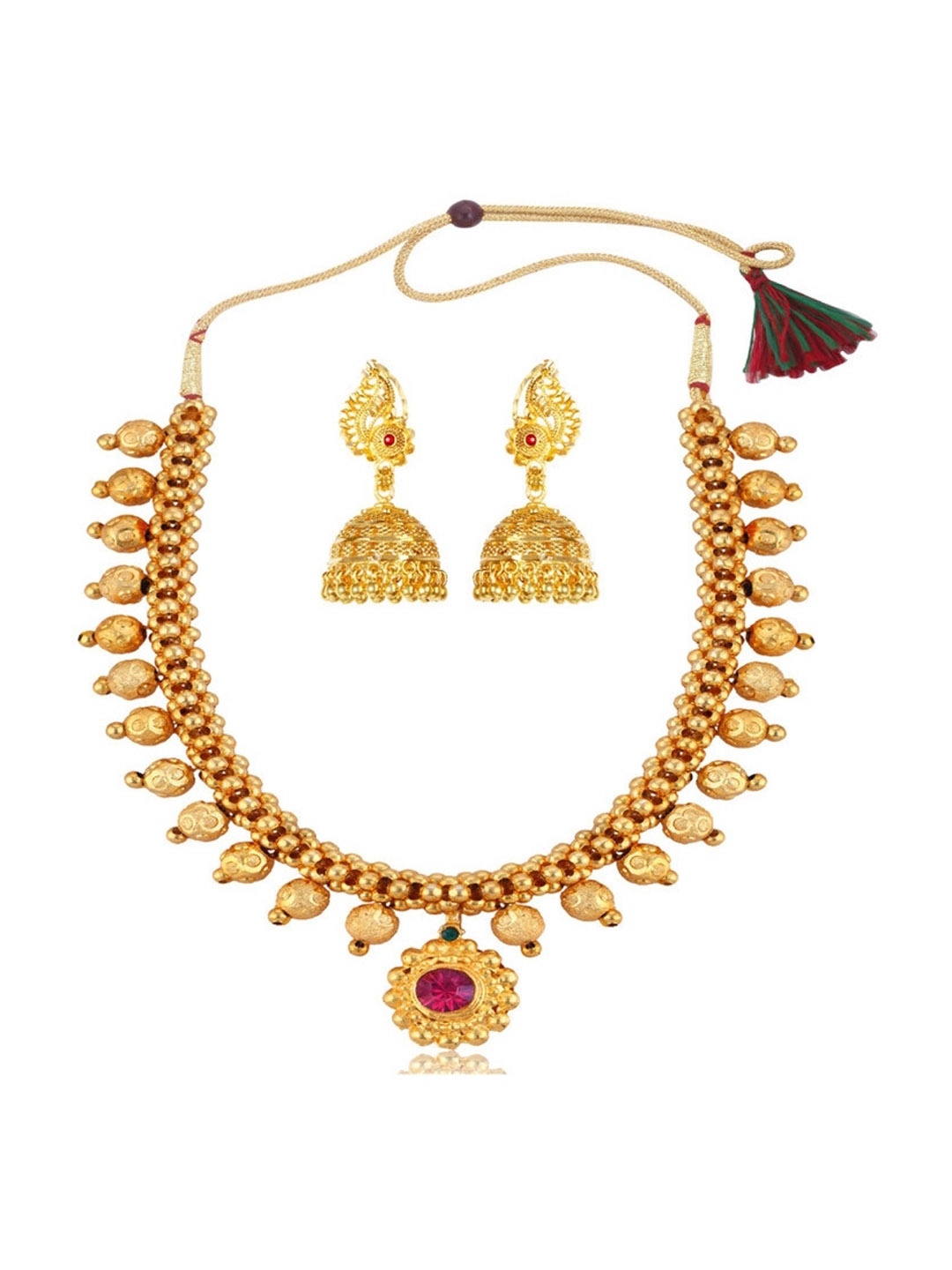 

Lila Gold-Plated Crystals-Studded Jewellery Set