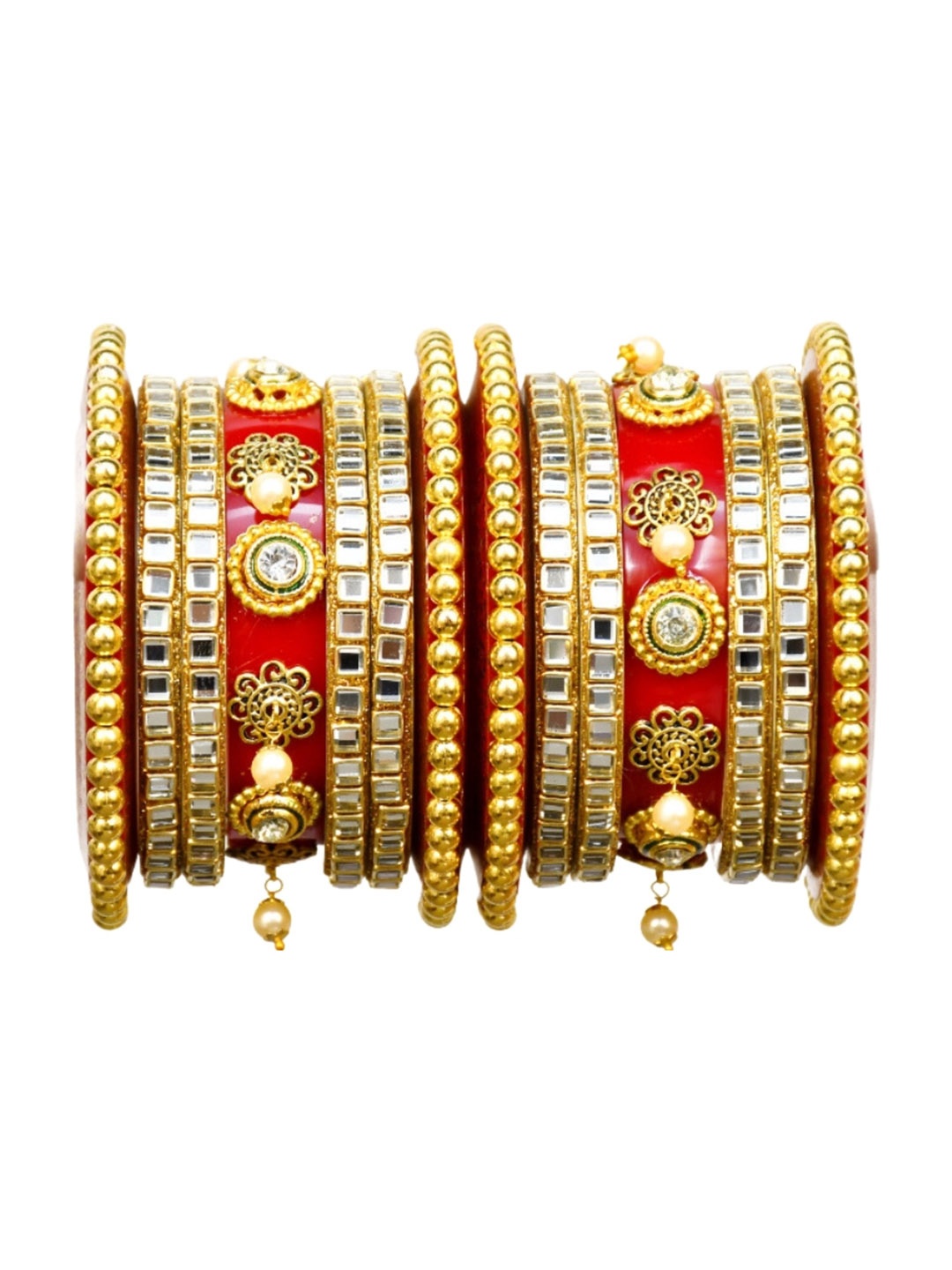 

Align Set Of 2 Gold-Plated Crystal & CZ-Studded Chuda Bangles