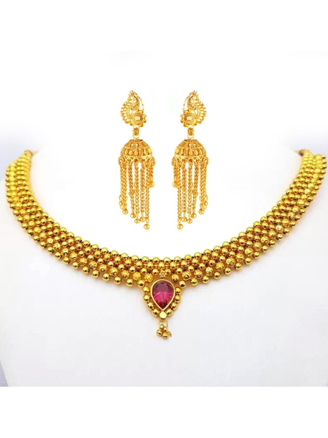 

Lila Gold-Plated Crystals-Studded Jewellery Set