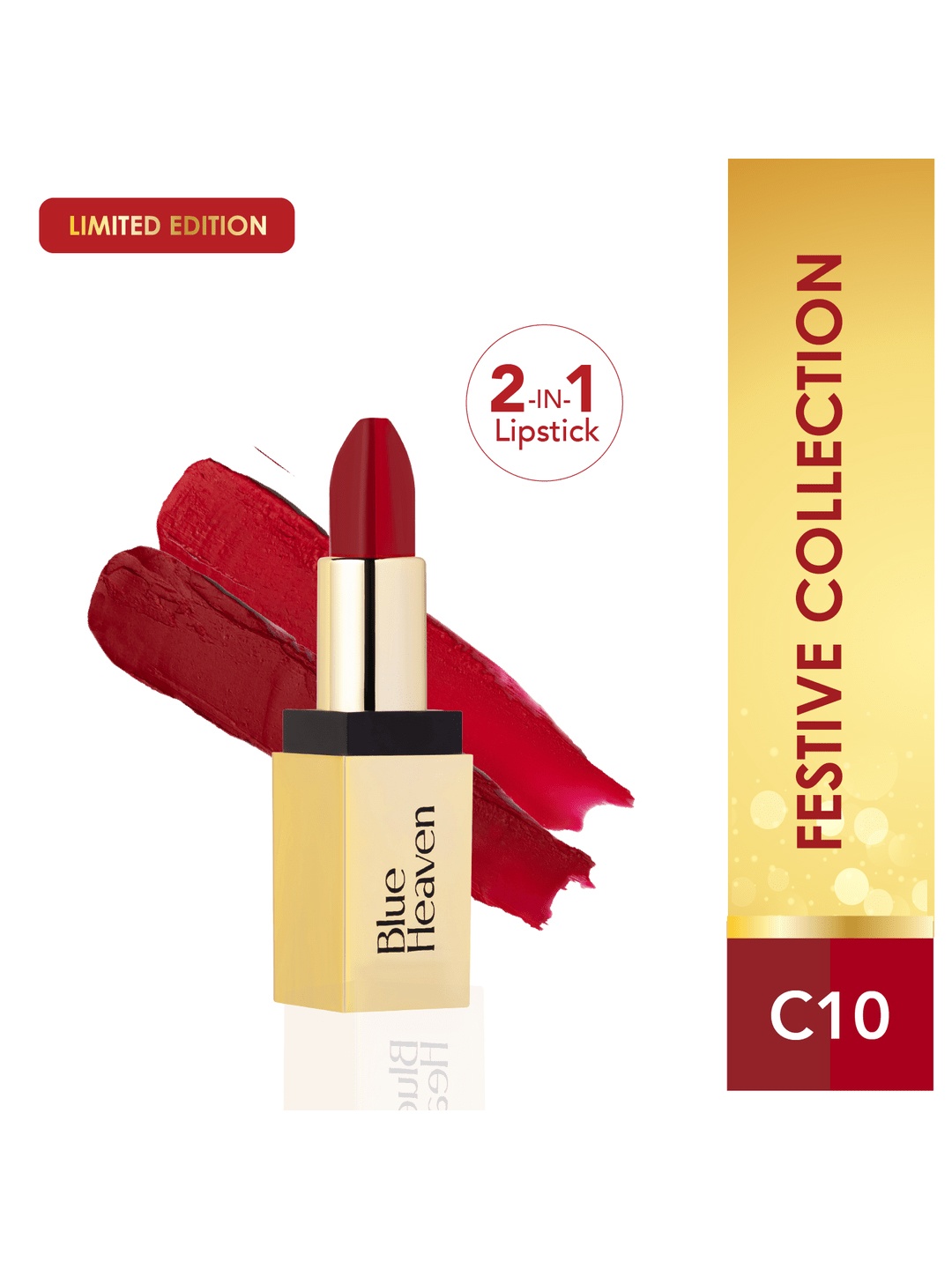 

Blue Heaven 2 In 1 Soft Matte Dual Shade Festive Lipstick 4g - C10, Red