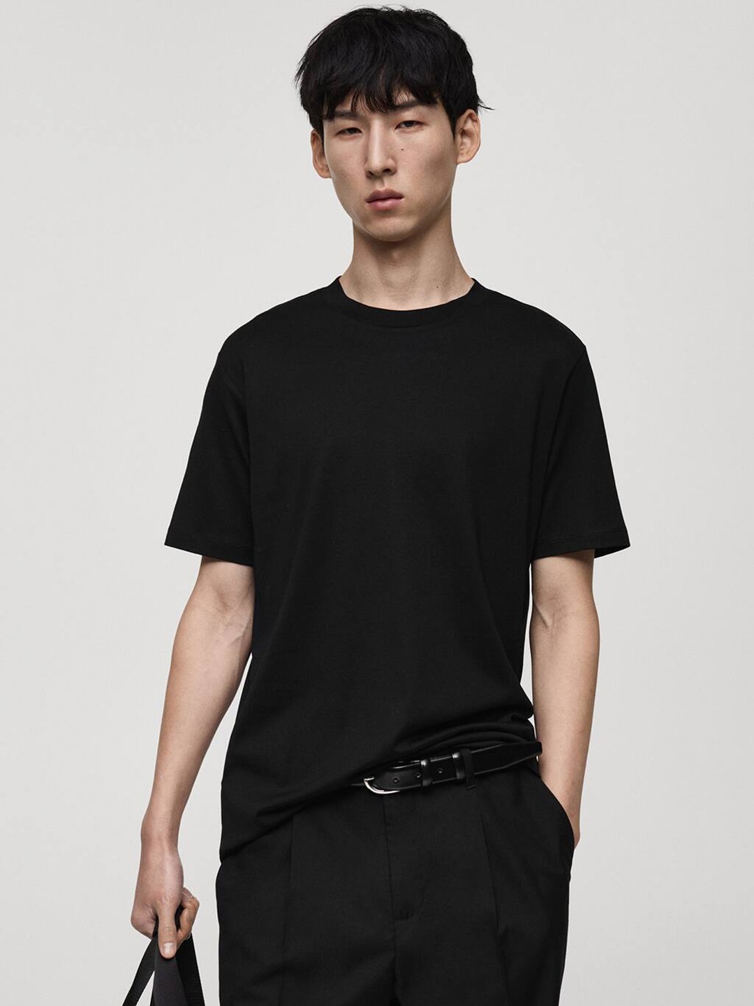

MANGO MAN Pure Cotton T-shirt, Black