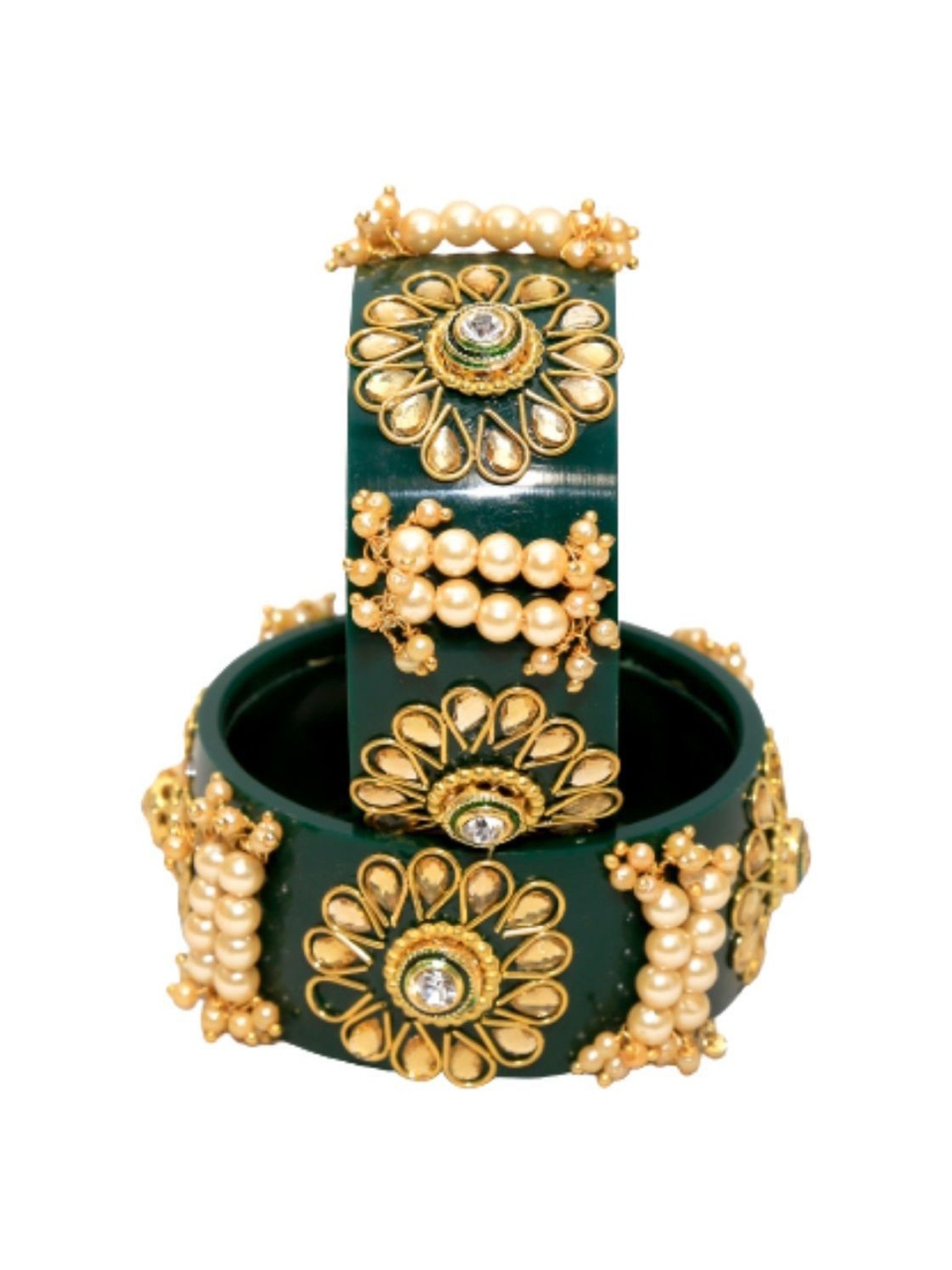 

Align Set Of 2 Gold-Plated Stone-Studded & Beaded Bangles